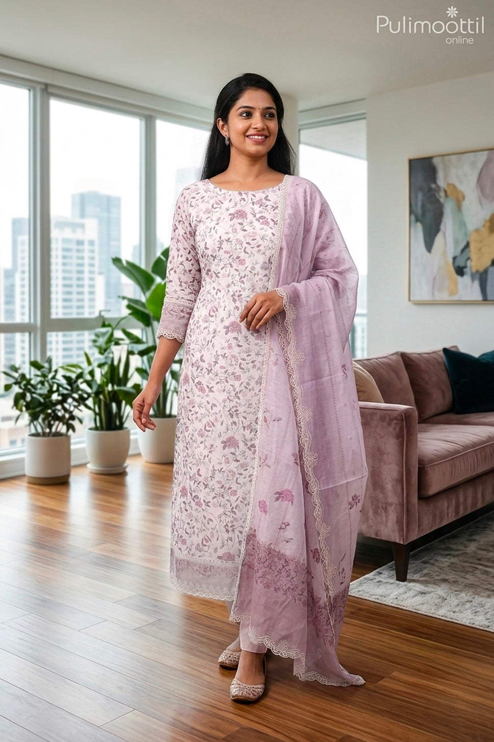 PASTEL PINK LINEN UNSTITCHED SALWAR SET