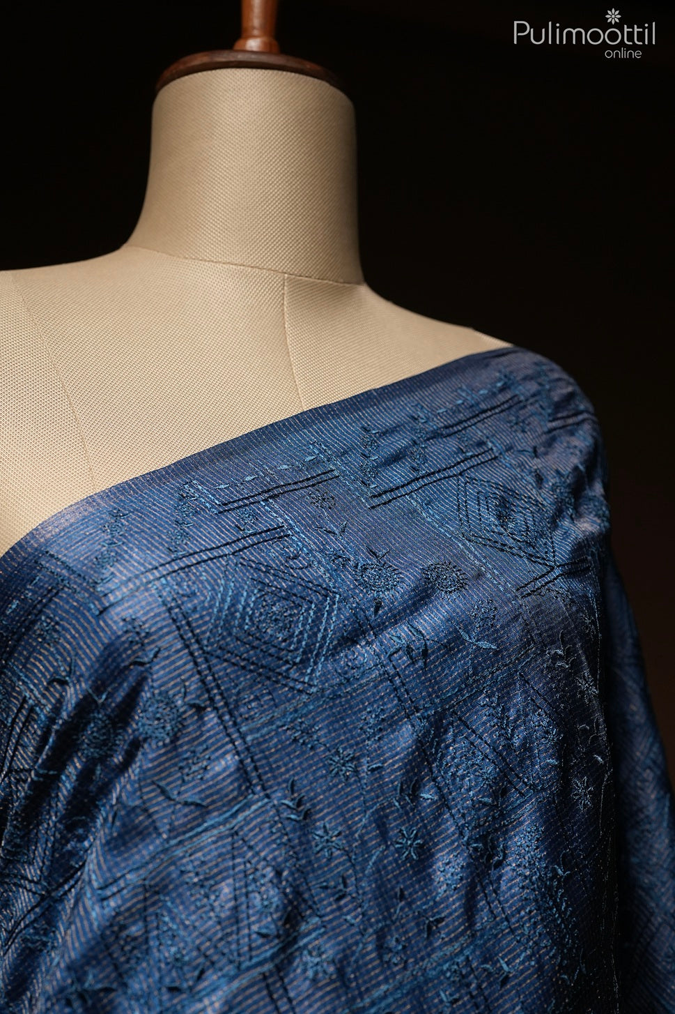 German silver color Tussar silk saree