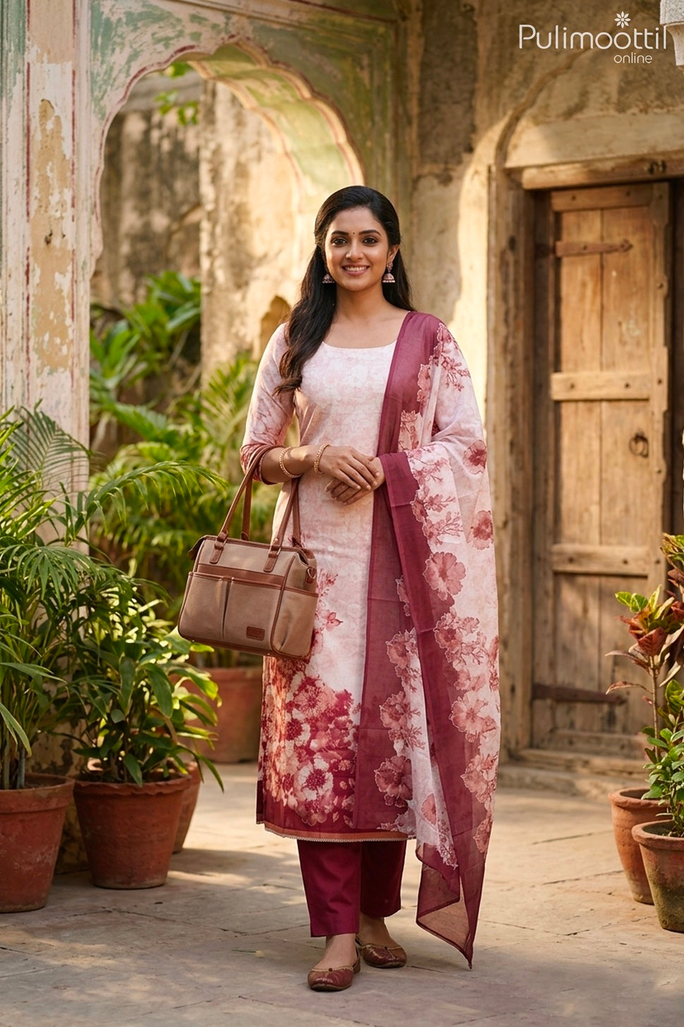 OFF WHITE SATIN COTTON UNSTITCHED SALWAR SET