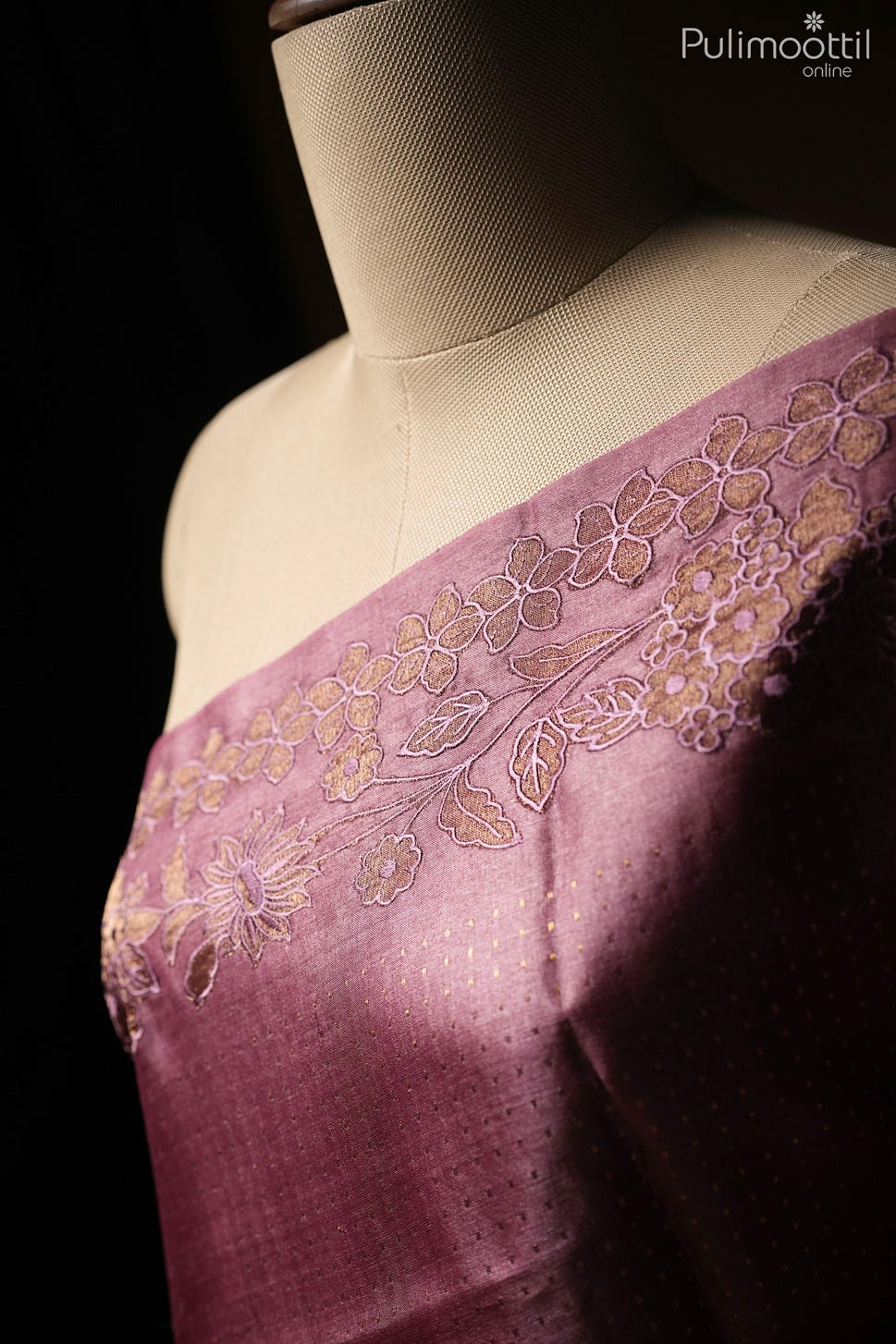 Dark onion color Tussar silk saree