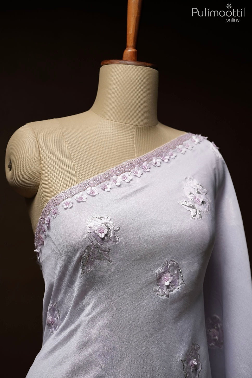 Lavender color Turkish organza fancy saree