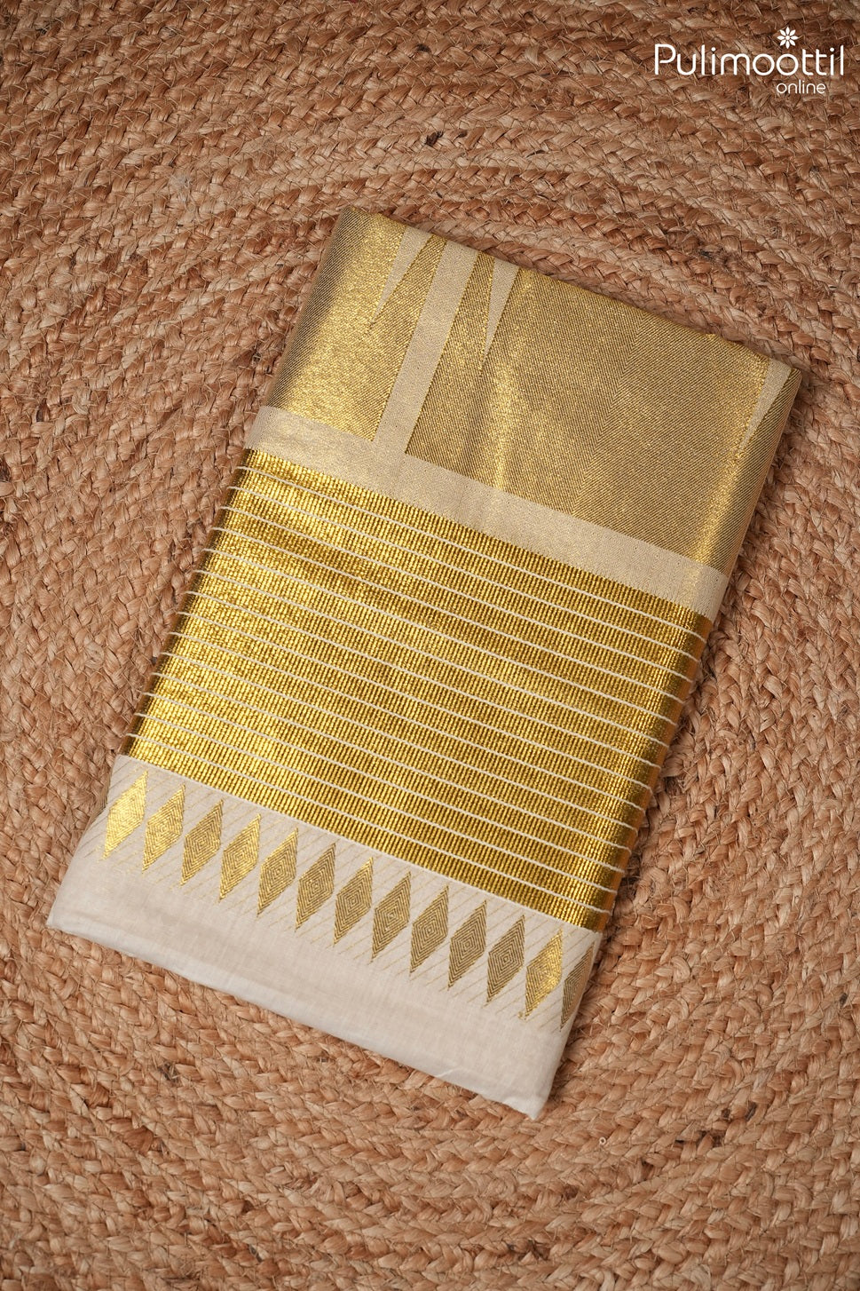 Kerala traditional golden tissue set saree