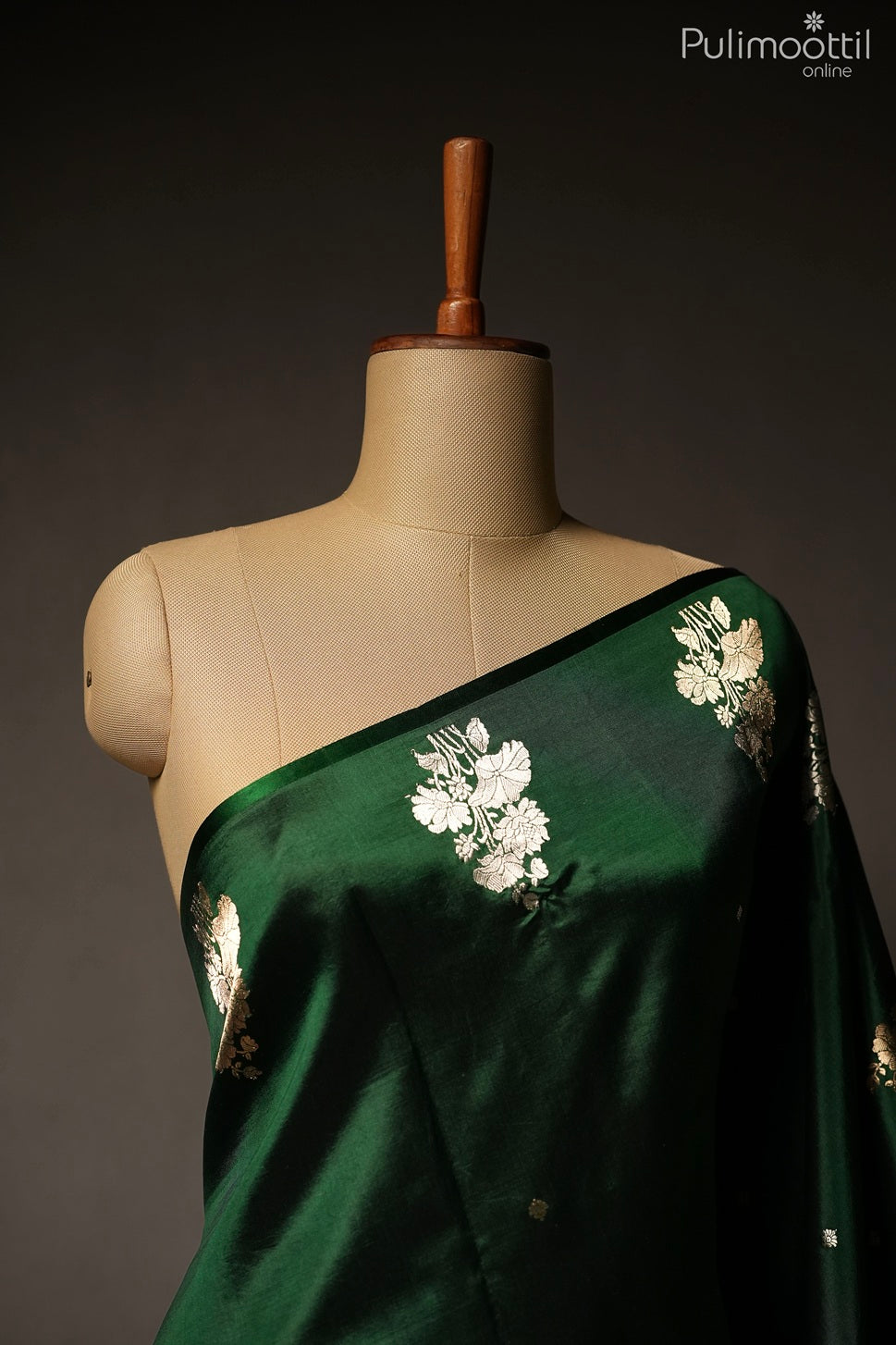 Bottle green color Mango silk saree