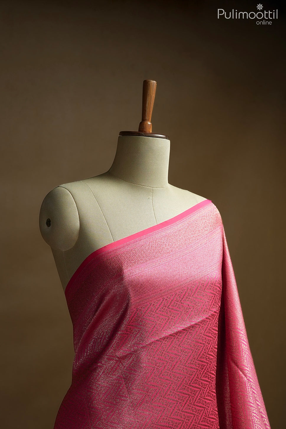 Rani pink color Banarasi saree