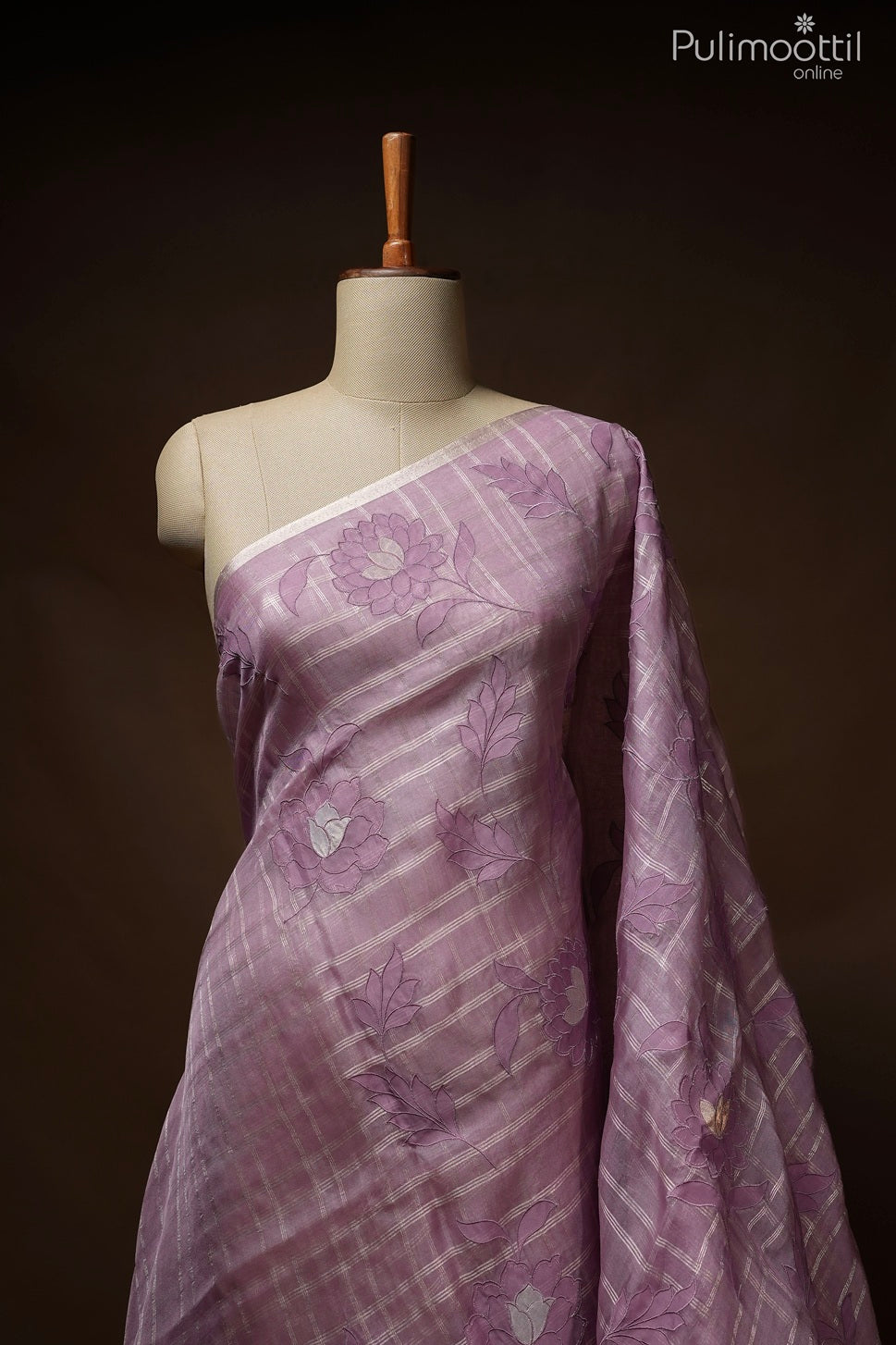 Lavender color organza saree