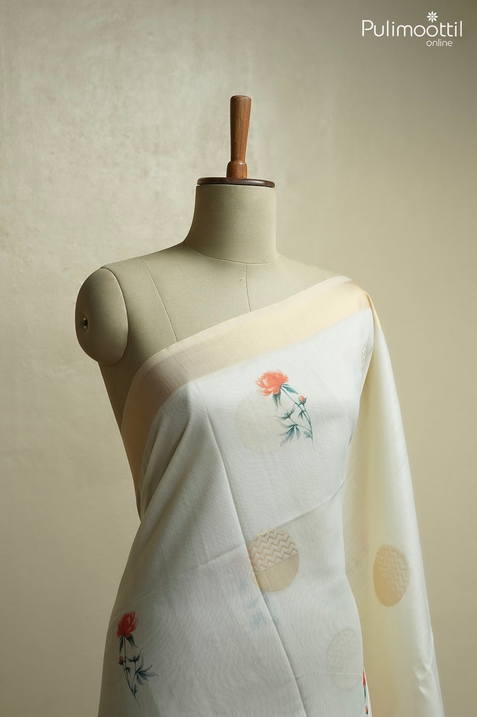 Off white color traditional fancy saree