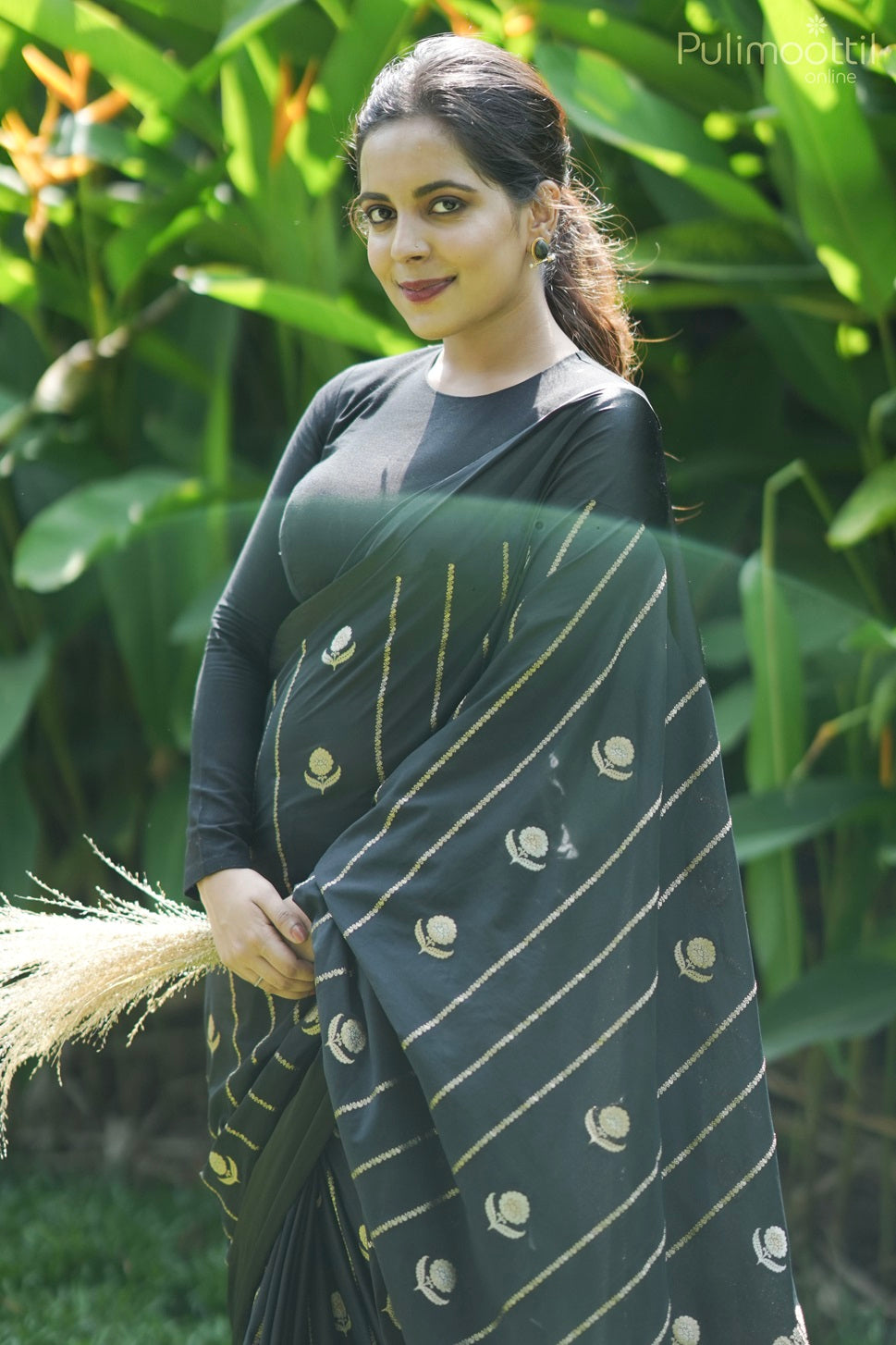 Black Colour Chiffon Banarasi Saree