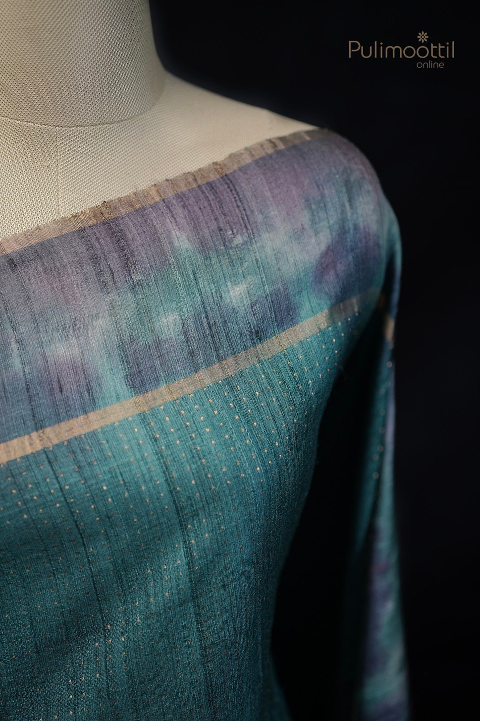 Peacock green Jute Silk Saree