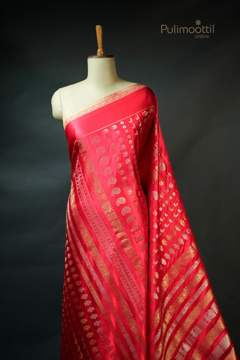 Chilli Red Colour Banarasi Saree