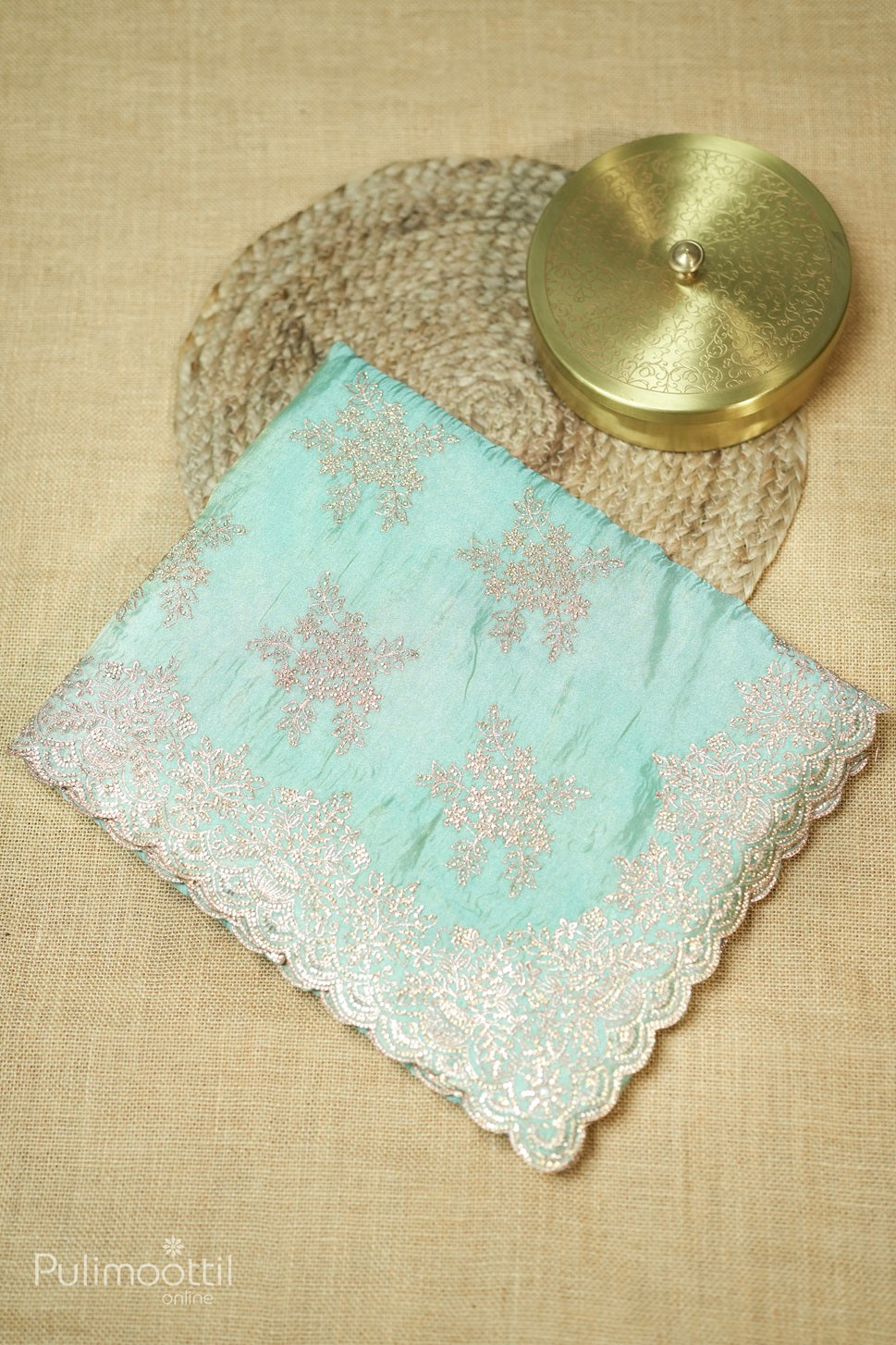 Light Aqua Green Colour Fancy Saree