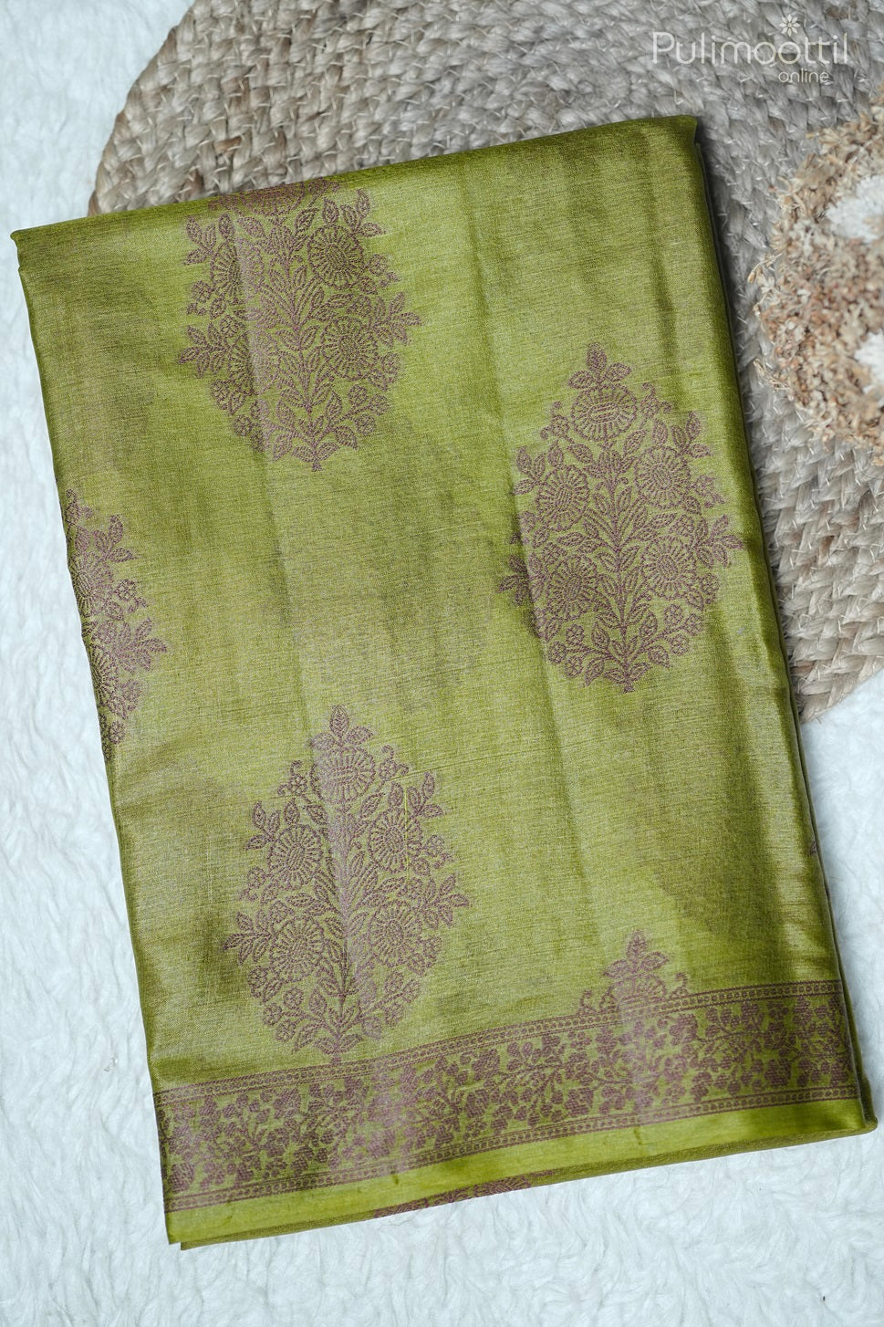 Yellow Green Colour Tussar Silk Saree