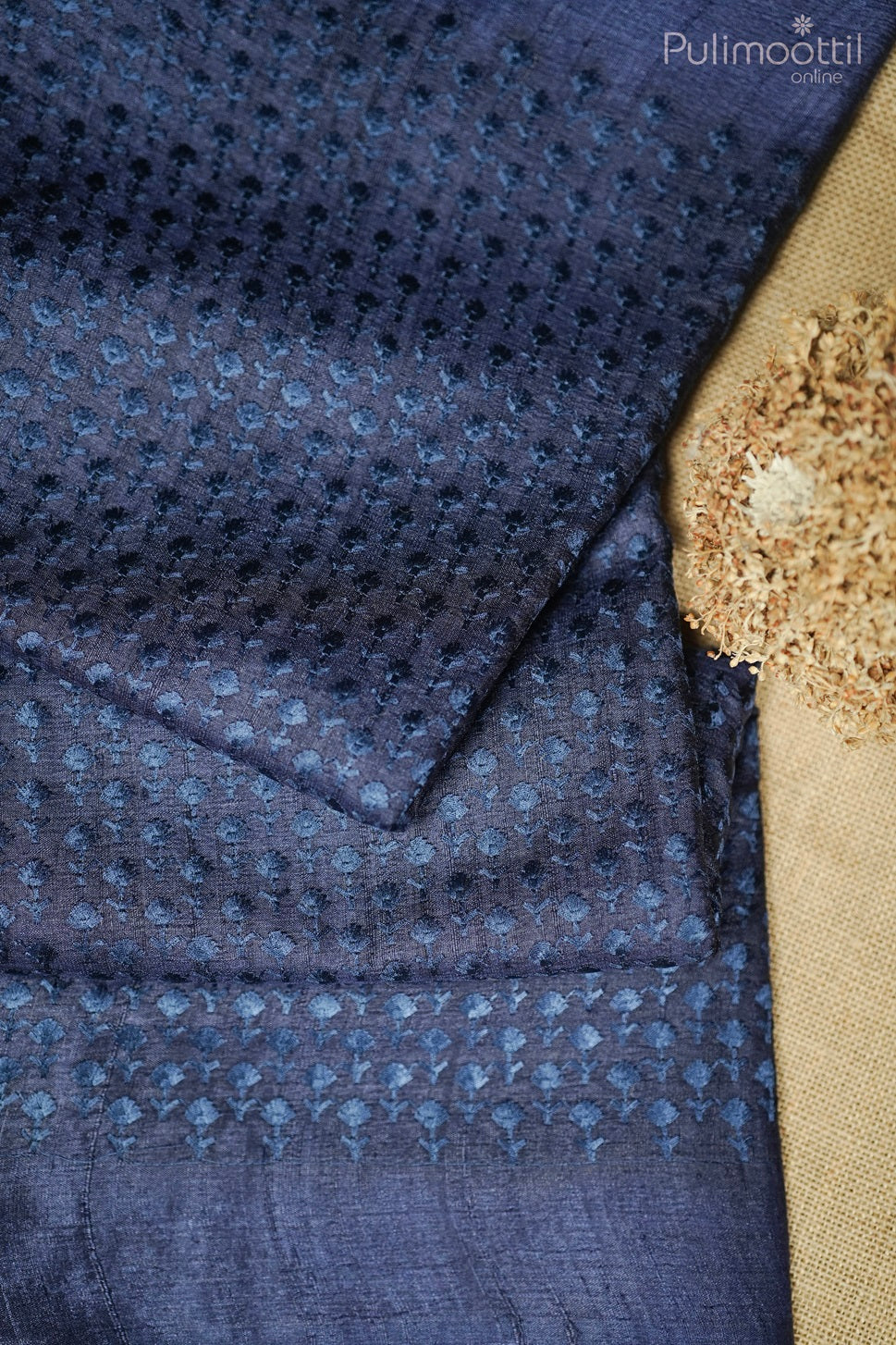 Dark Blue Colour Tussar Silk Saree