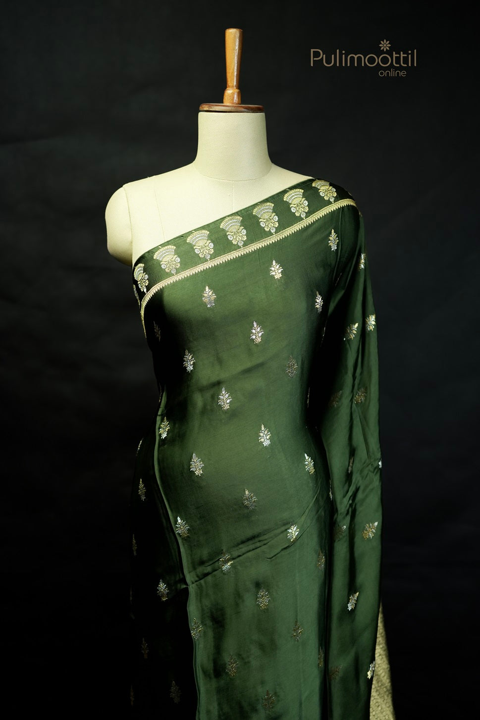 Olive Green Colour Banarasi Saree