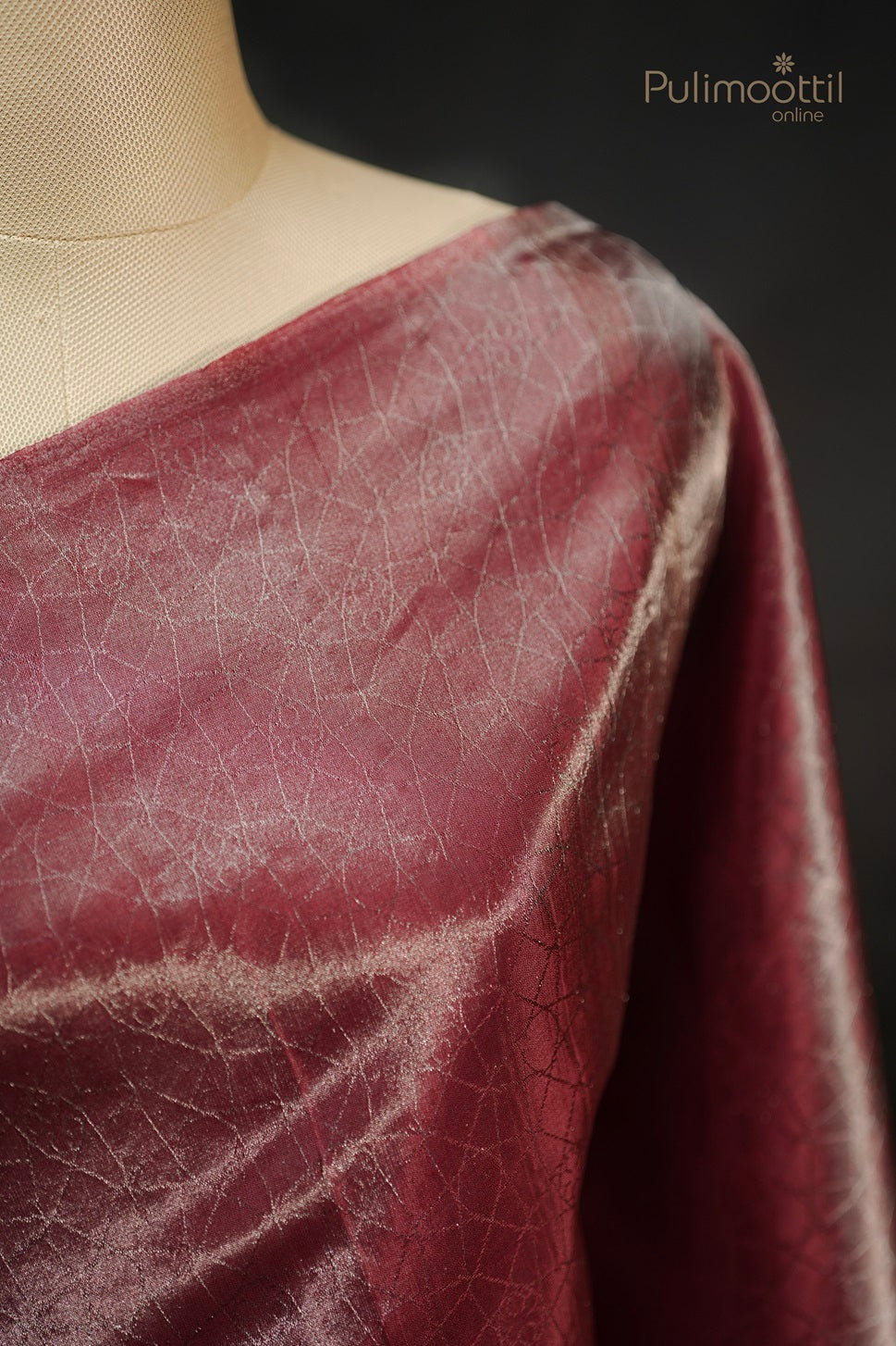 Maroon Colour Silver Tissue Kanchipuram Silk Saree