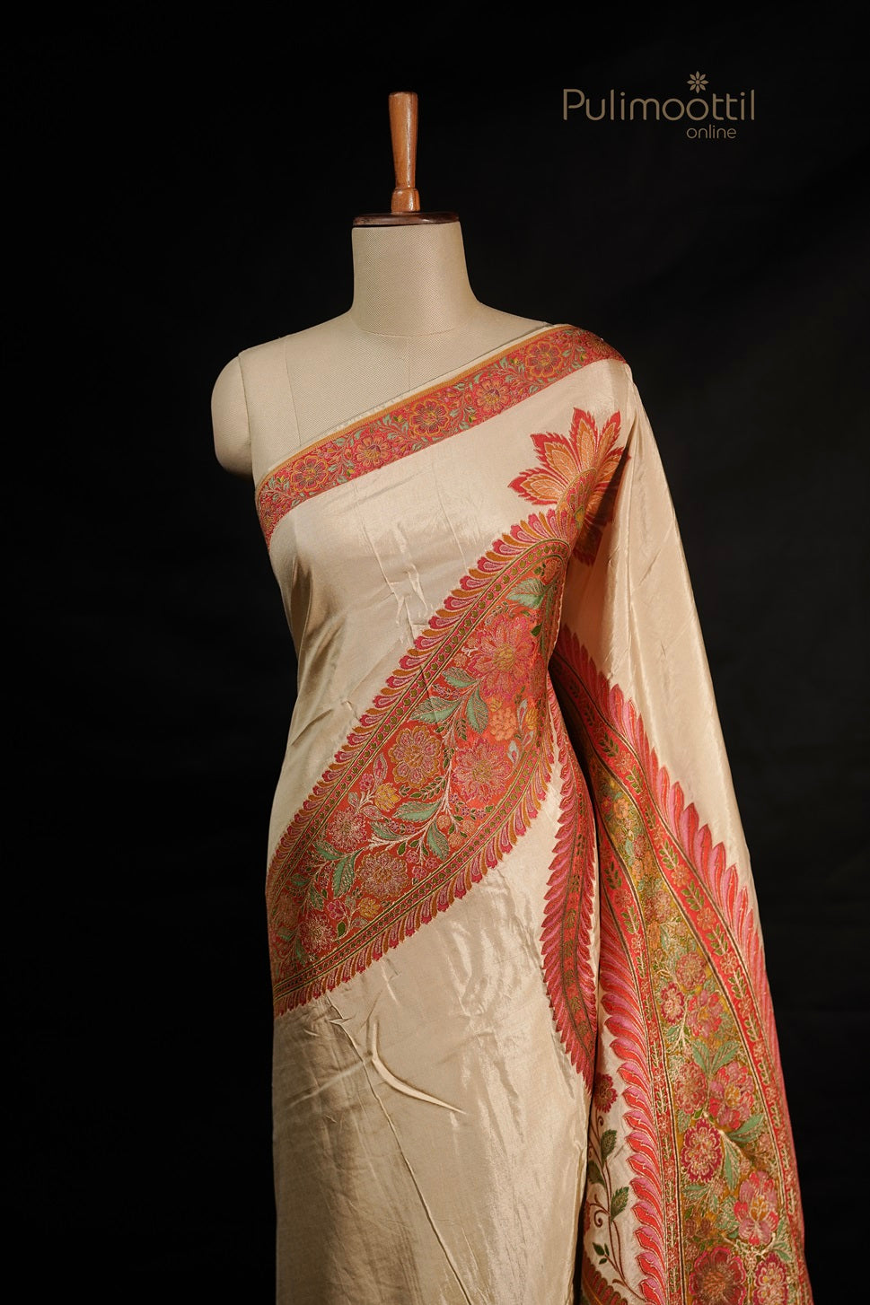 Pastel Golden Colour Banarasi Saree