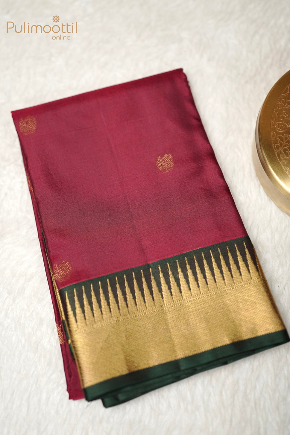 Maroon Colour Kanchipuram Soft Silk Saree.