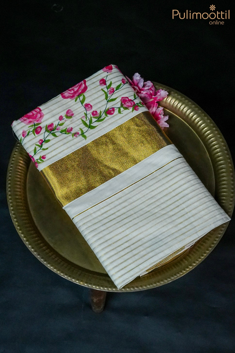 Cream Colour Kerala Cotton Set Saree.