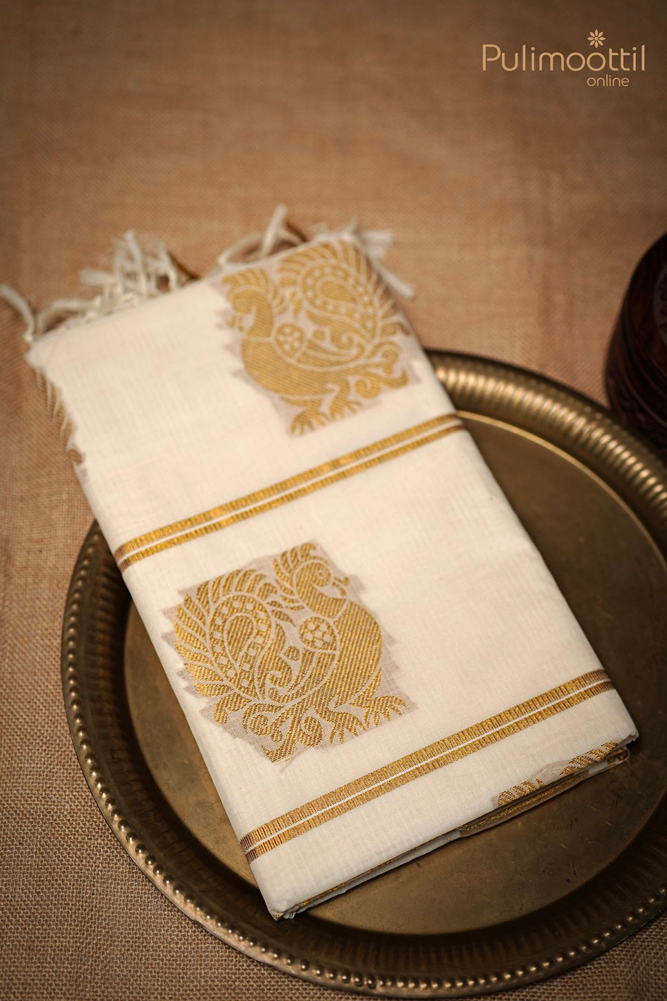 kerala Cream Colour Cotton Set Saree.