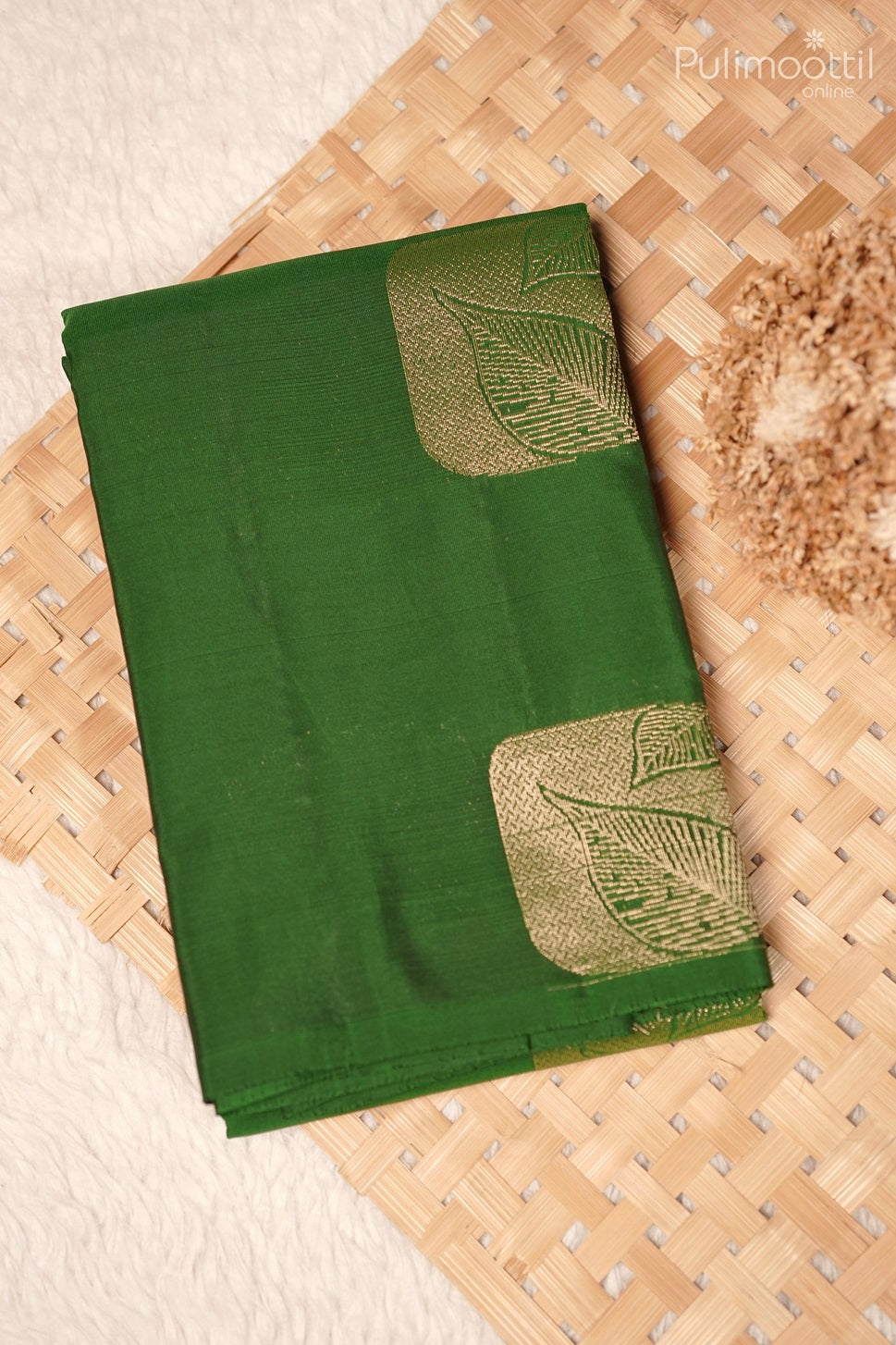 Bottle Green Colour Semi Kanchipuram