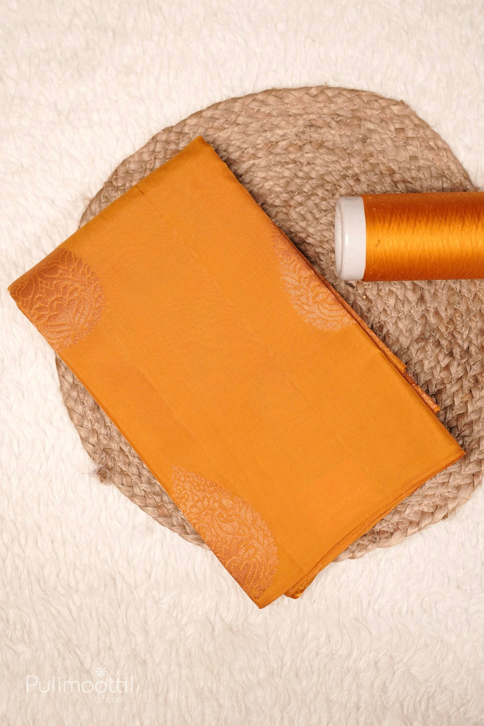 Semi Kanchipuram Mustard Yellow Colour