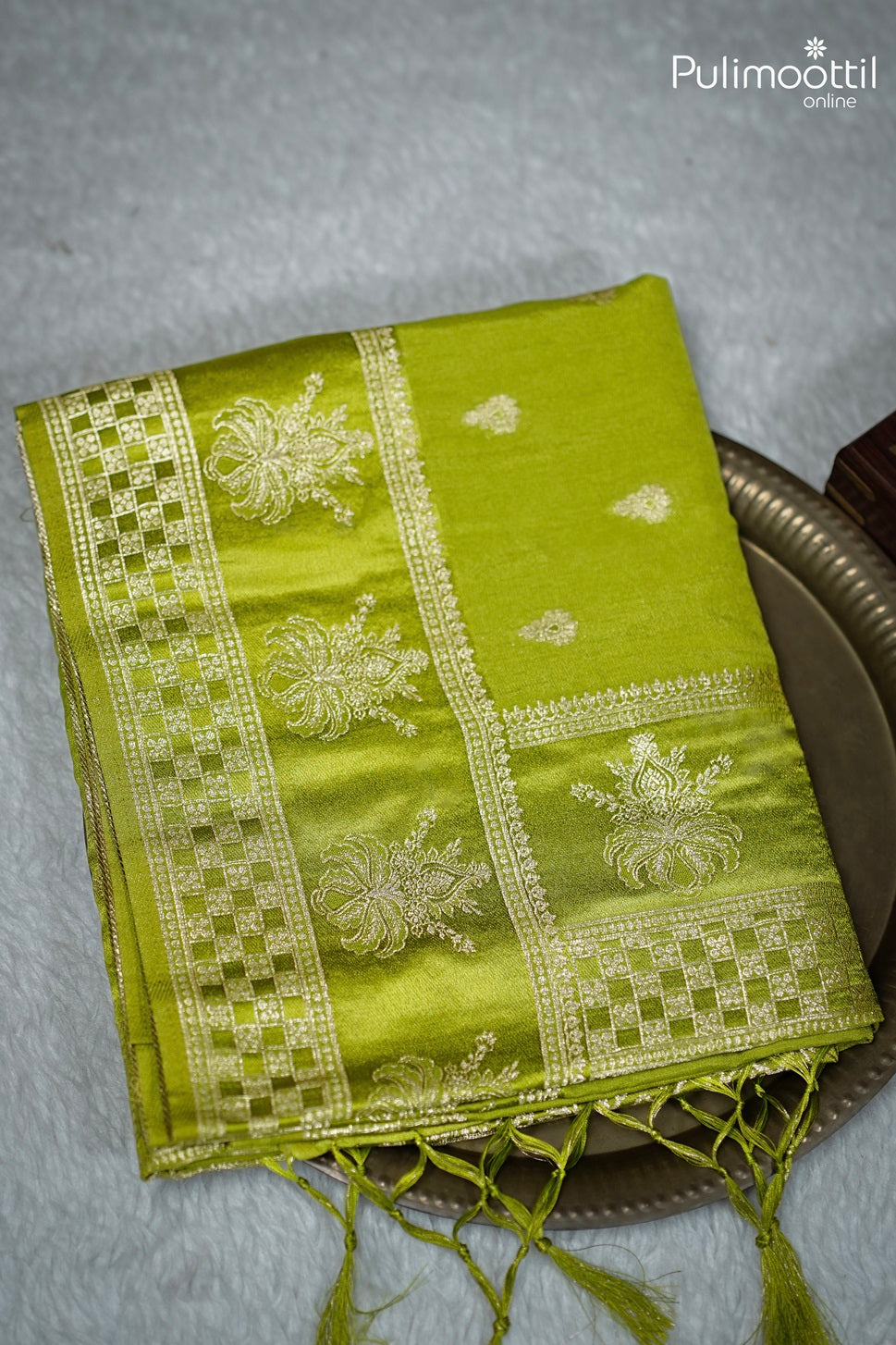 Mehandi Banarasi Silk Saree.