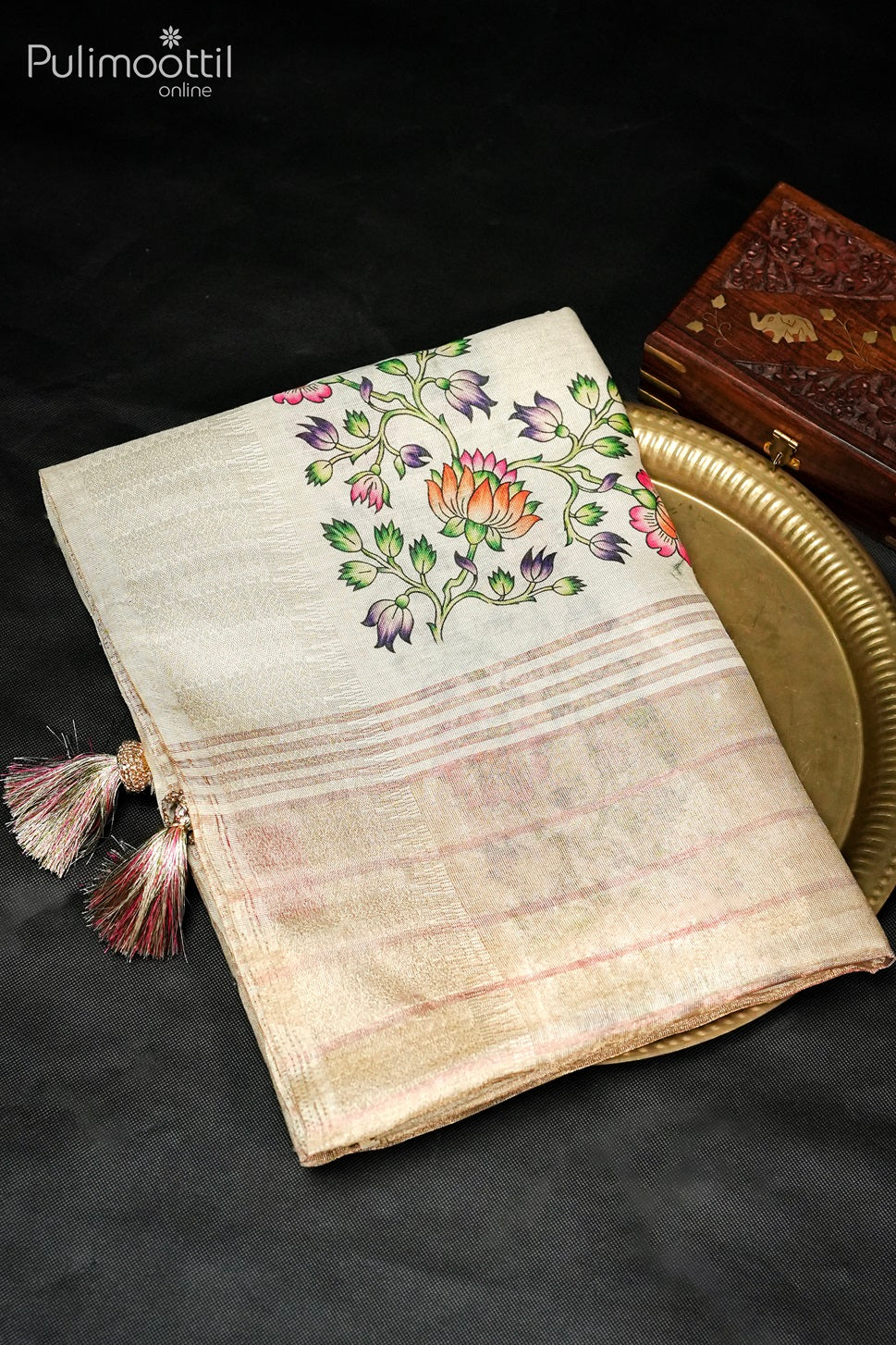 Kerala Cream Colour Cotton Set Saree.