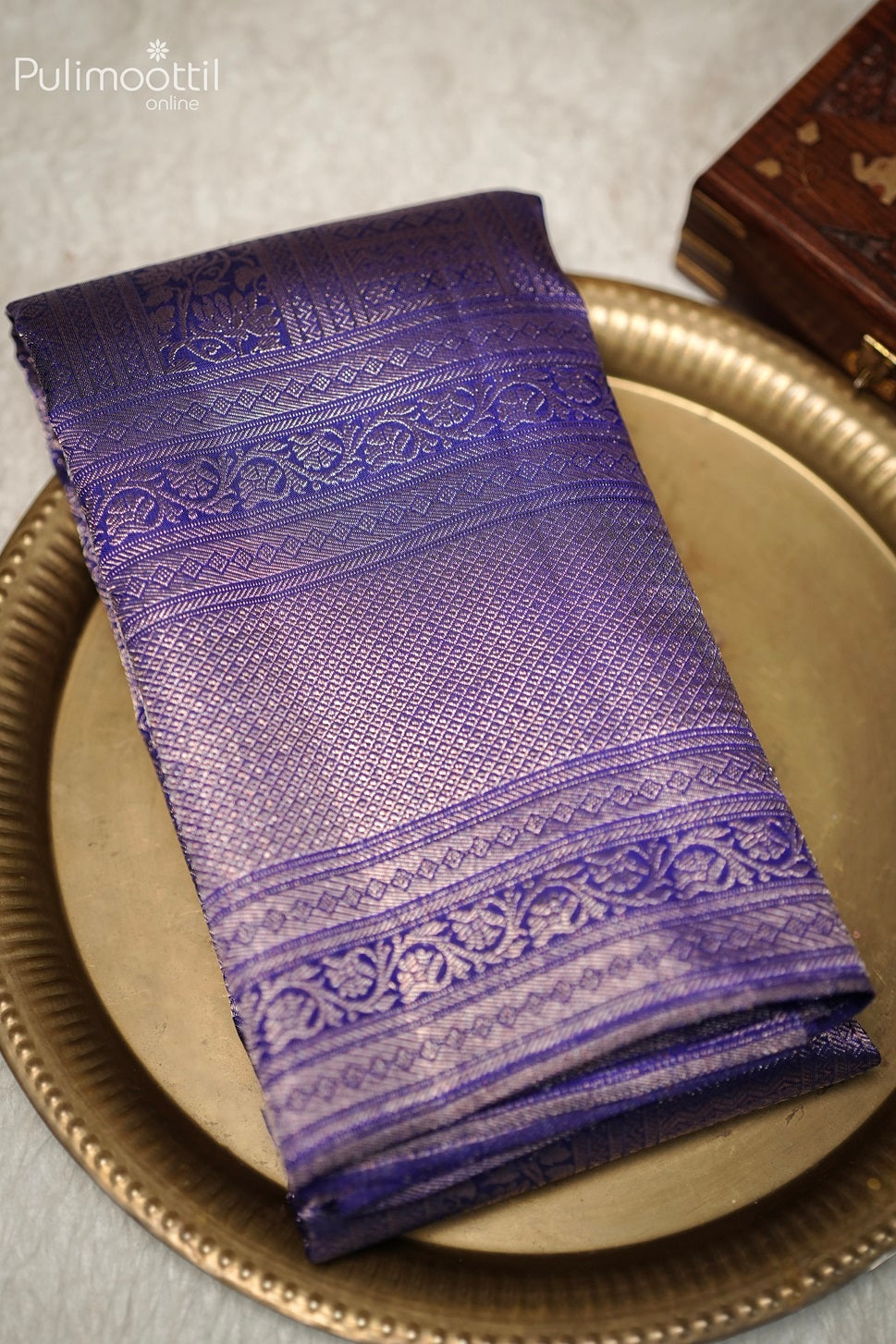 Blue Colour Kanchipuram Brocade Saree.
