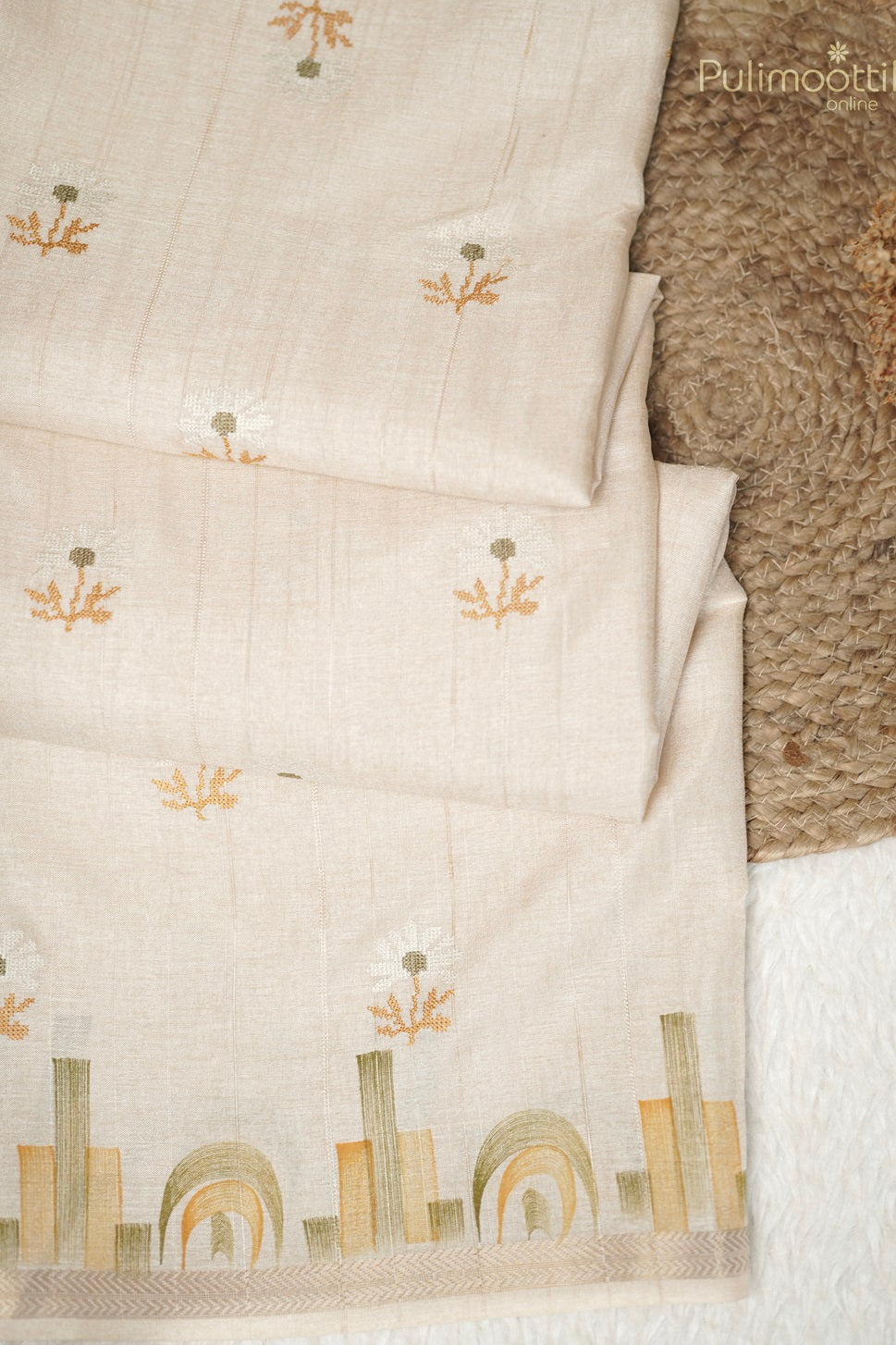 Cream Colour Matka Silk Saree