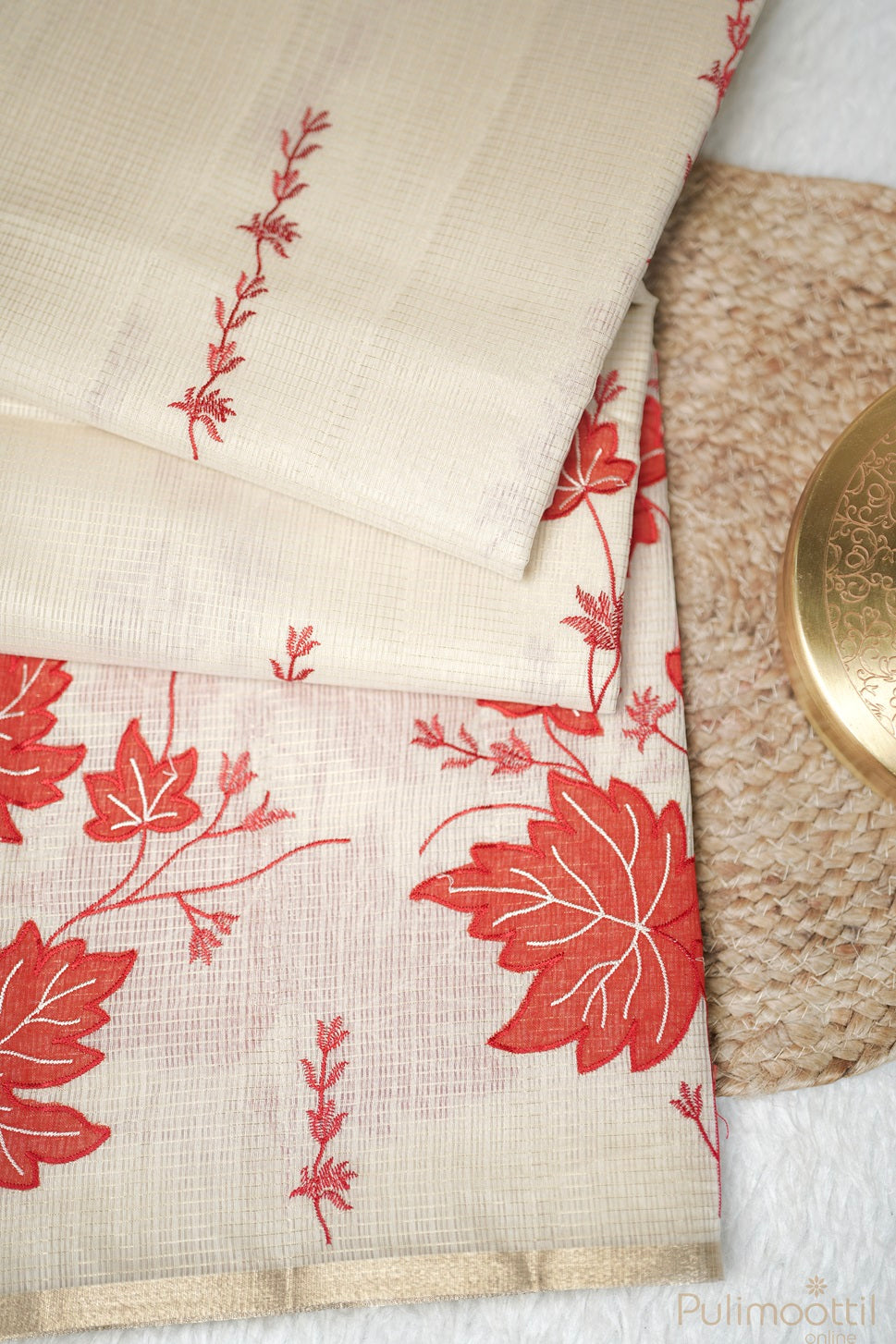 Cream Off-White Colour Net Cotta Applique Work Fancy Saree