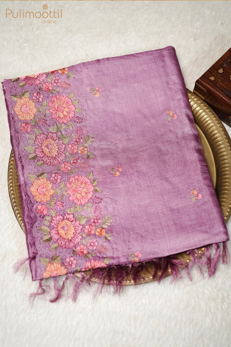 Onion Shade Tussar Silk Saree.