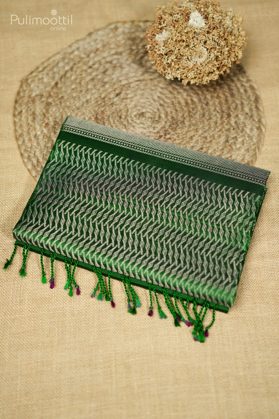 Bottle Green Colour Kanchipuram Soft Silk Saree