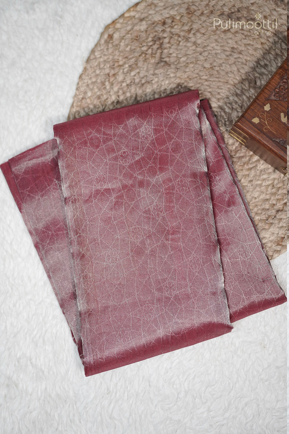 Maroon Colour Silver Tissue Kanchipuram Silk Saree