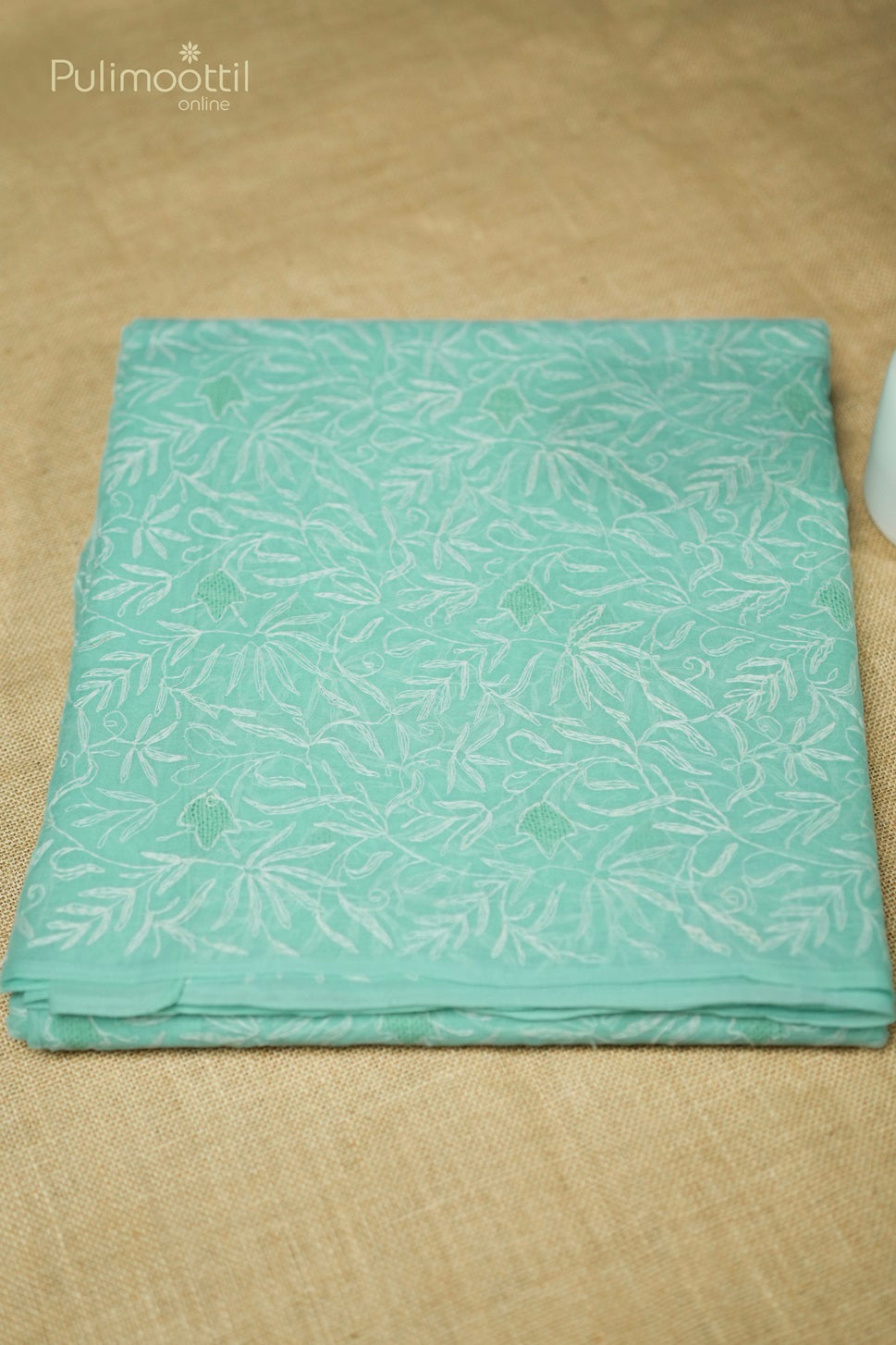 Light Sky Blue Colour Chikankari Cotton Saree