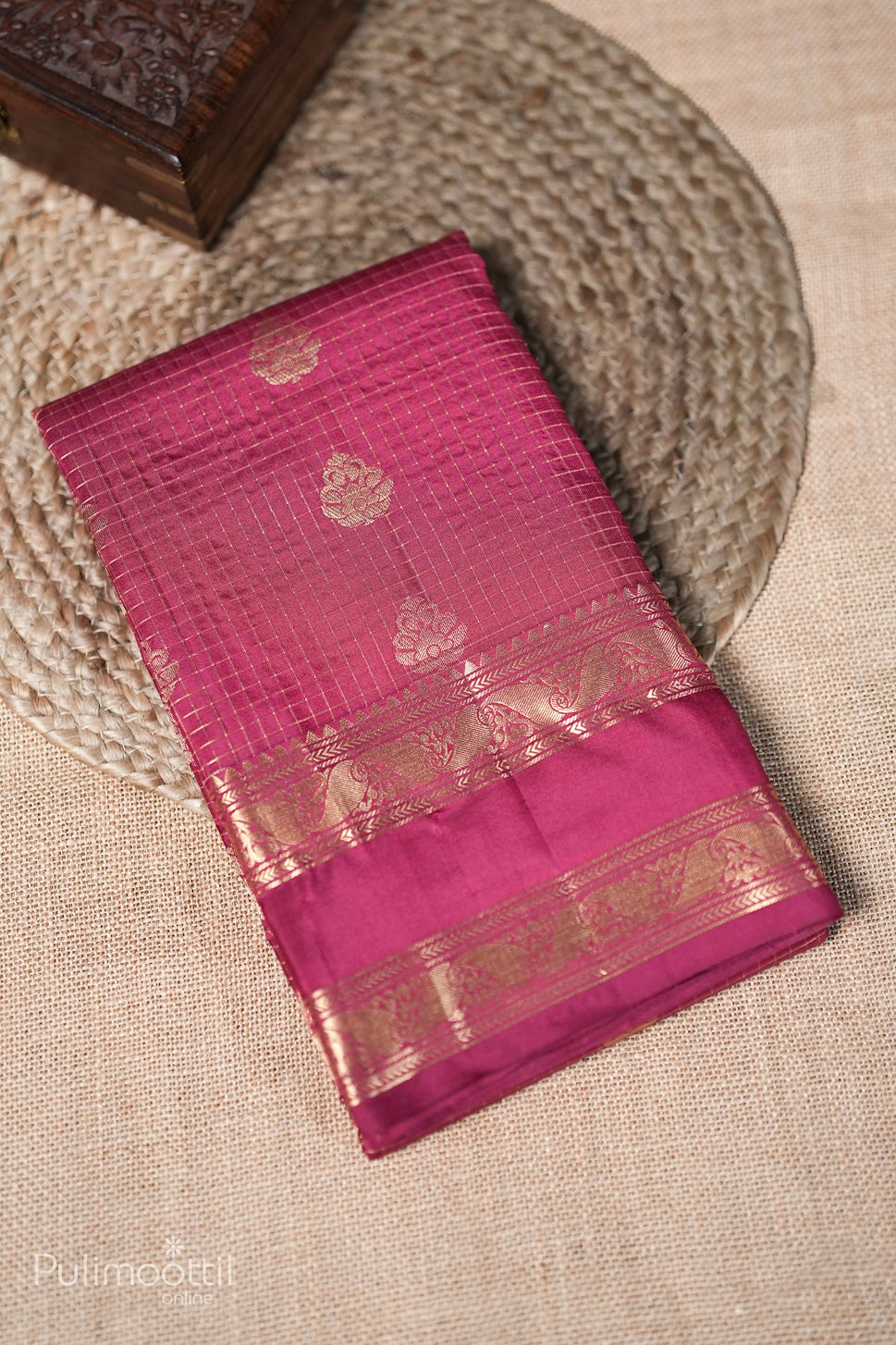 Dark Pink Colour Kanchipuram Designer Saree