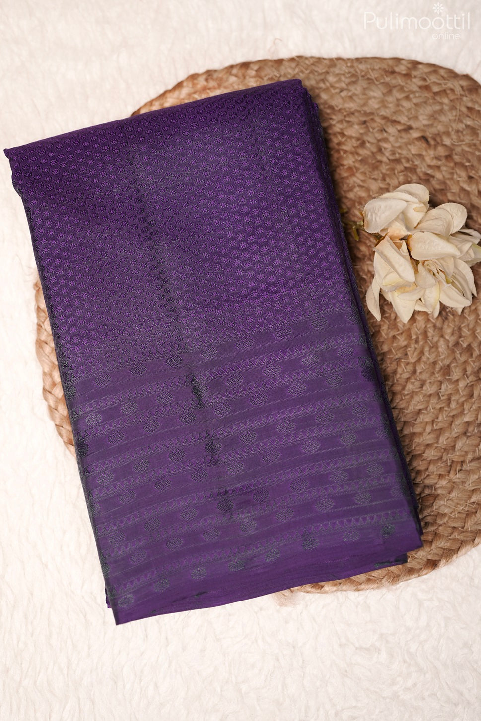 Violet Colour Kanchipuram Self Print Saree