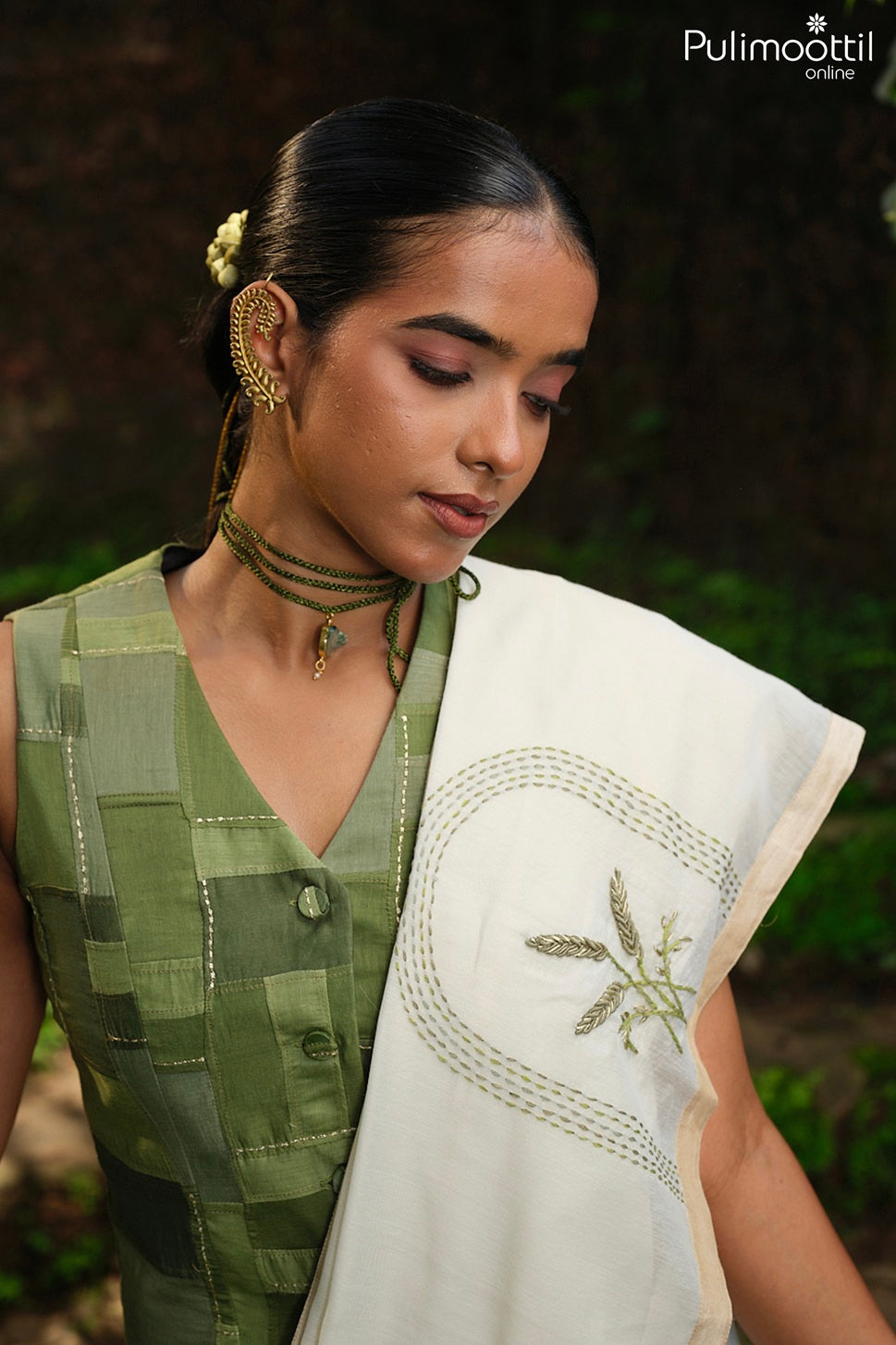 Off-white color Kerala paddy design saree