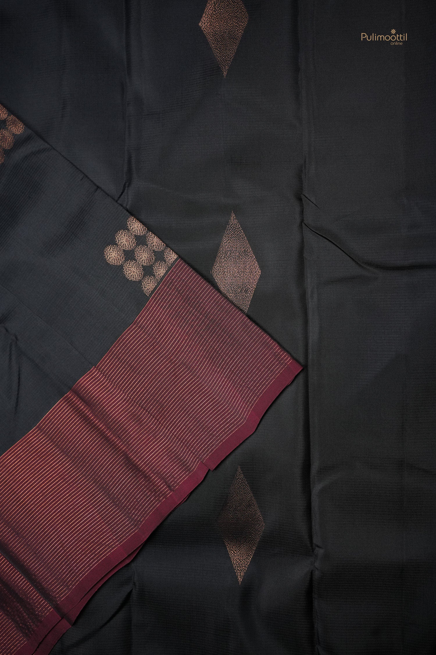 Black color Kanchipuram silk saree