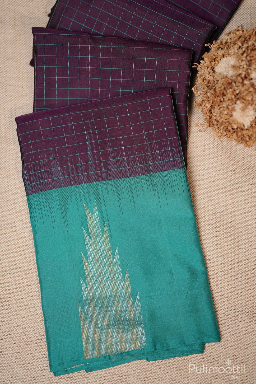 Grape Colour pure Kanchipuram Soft Silk Saree