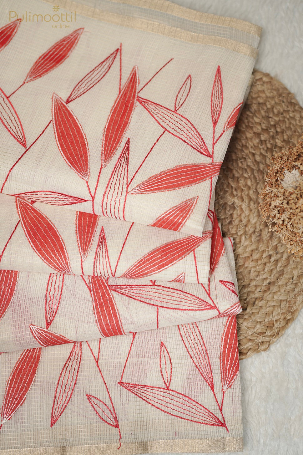 Cream Colour Net Kota Applique Work Fancy Saree.