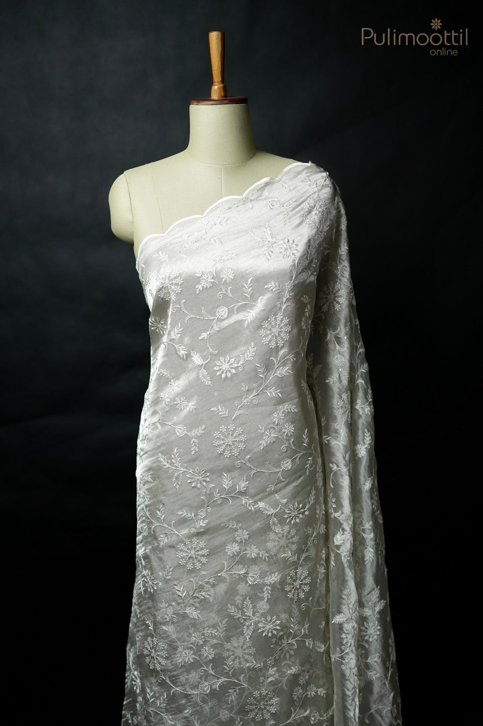 Ivory Colour Tissue Organza Fancy Saree