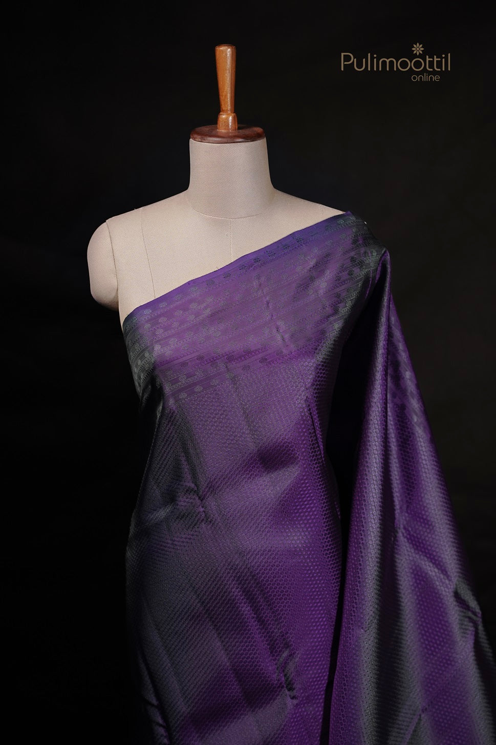 Violet Colour Kanchipuram Self Print Saree