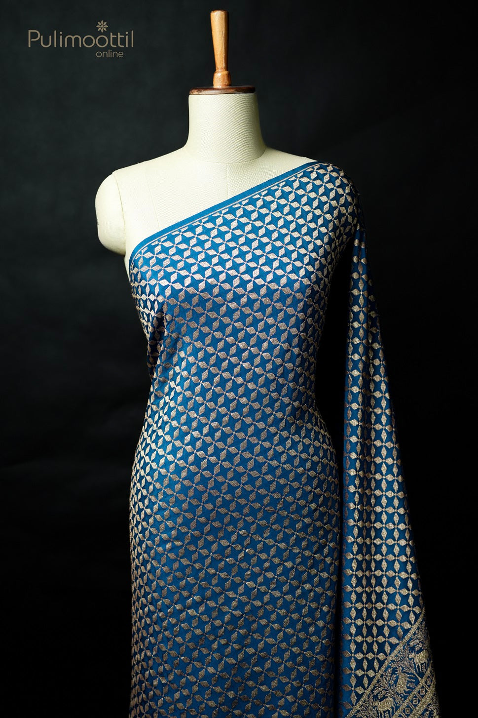 Peacock Blue Colour Georgette Banarasi Saree.