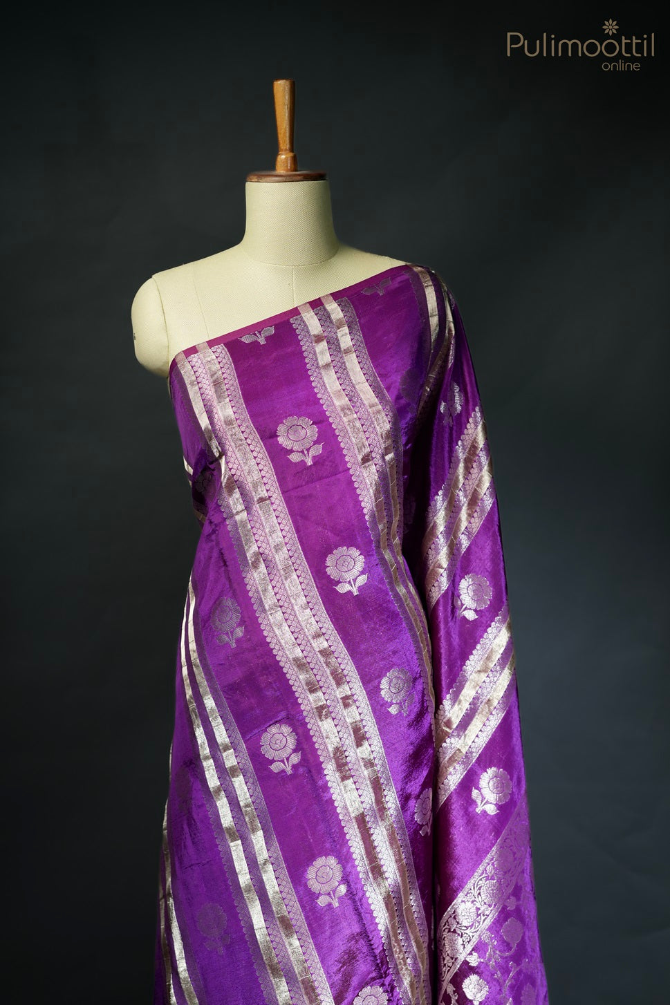 Violet-colored organza fancy saree