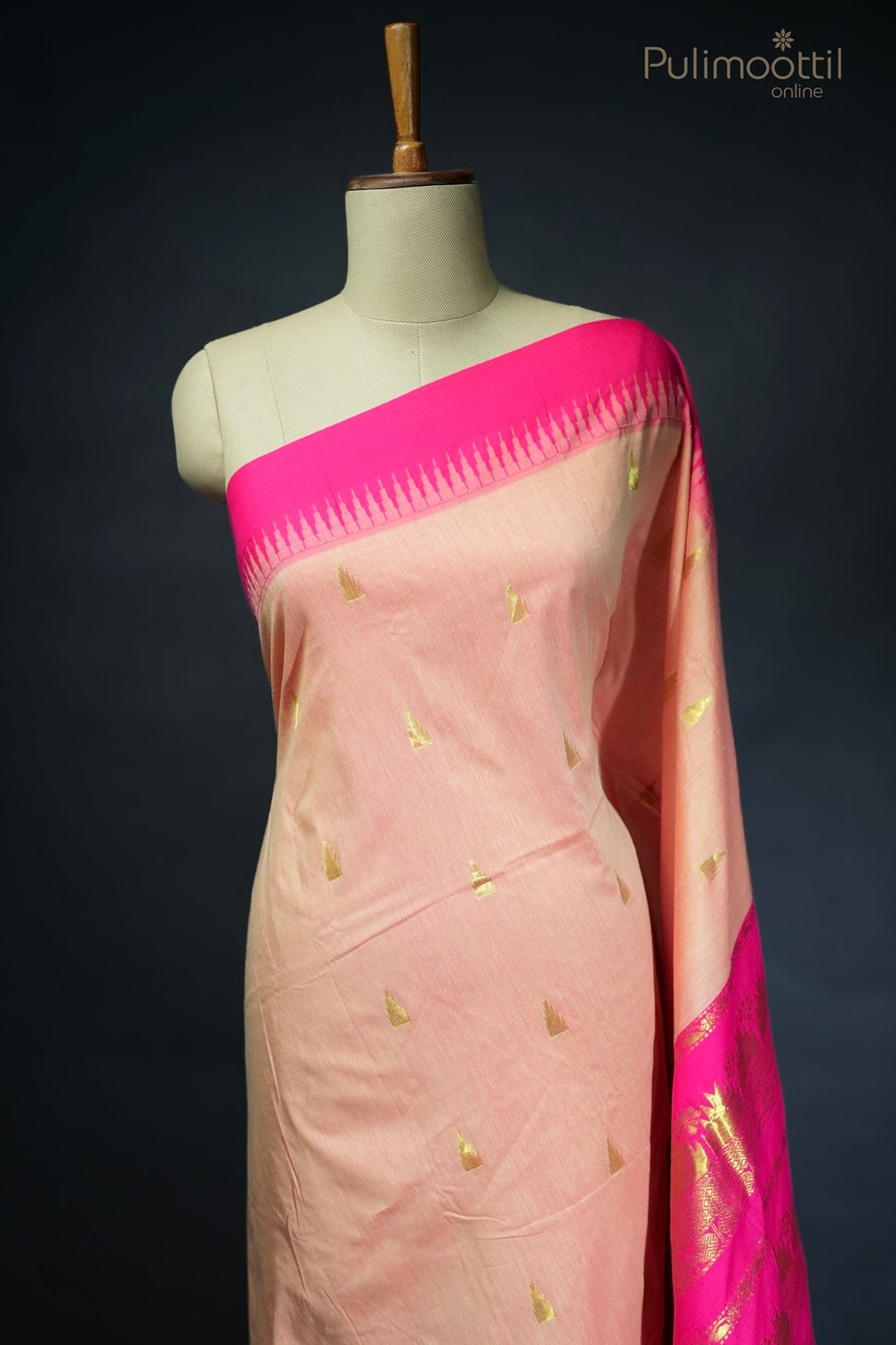 Light Salmon Colour Kalyani Cotton Saree