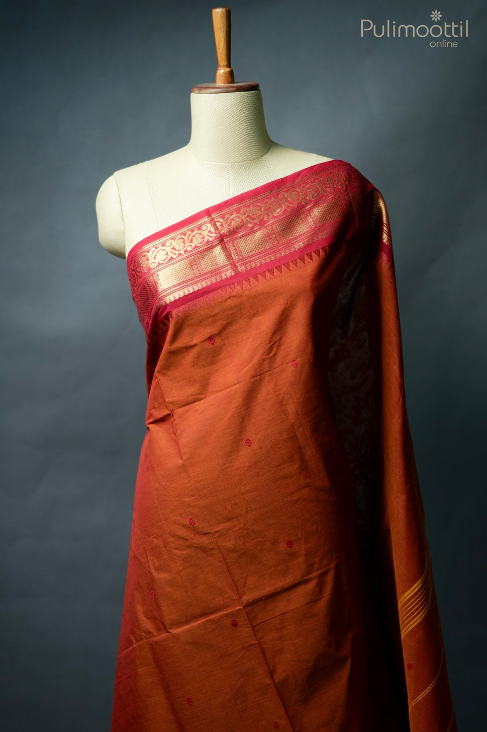 Brick Red Colour Kalyani Cotton Saree
