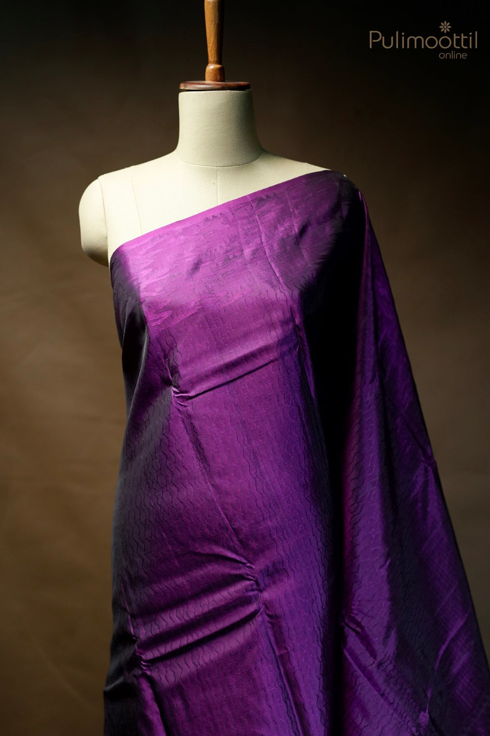 Deep violet-colored Kanchipuram soft silk saree