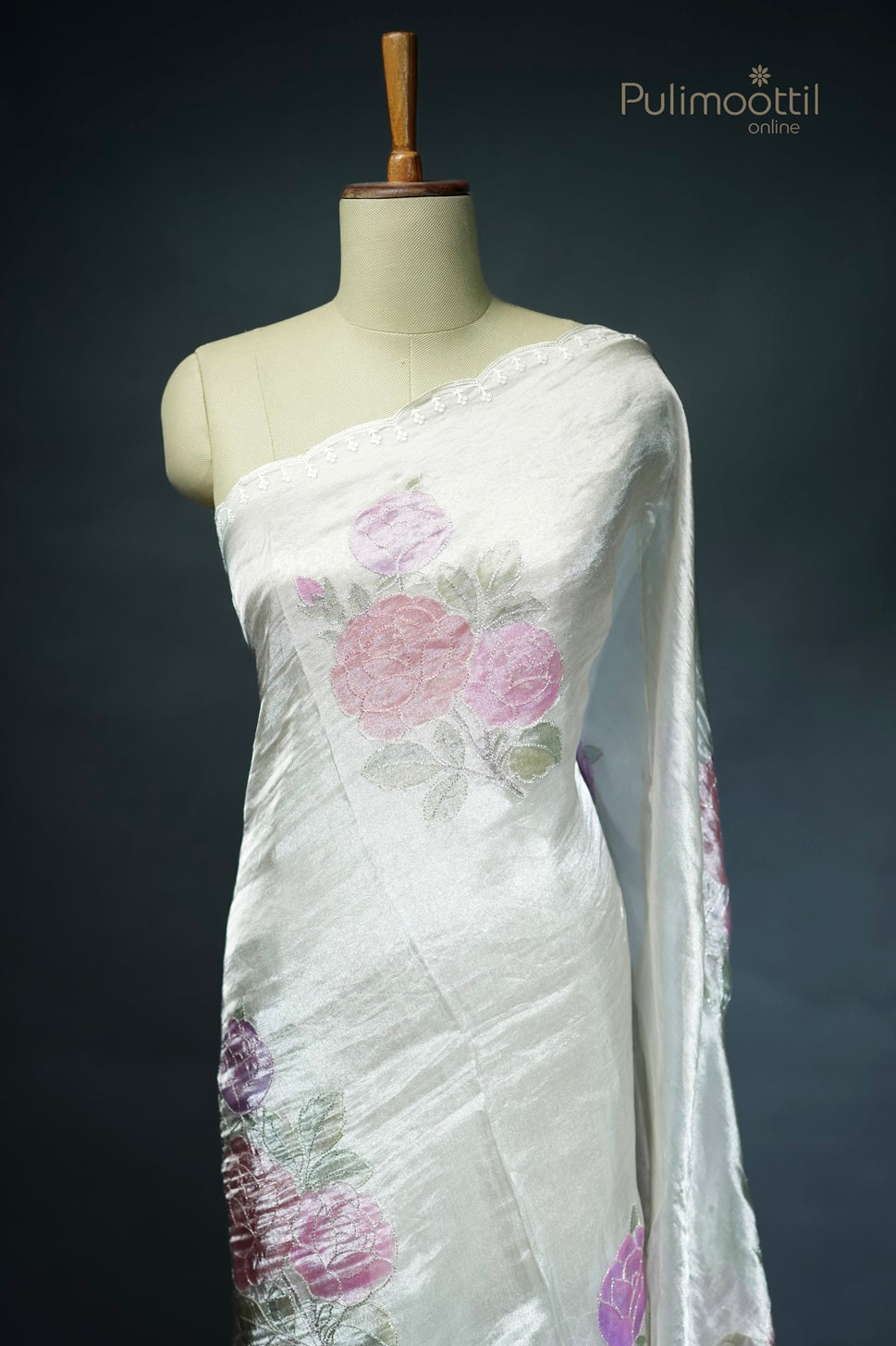 Ivory Colour Tissue Organza Fancy Saree