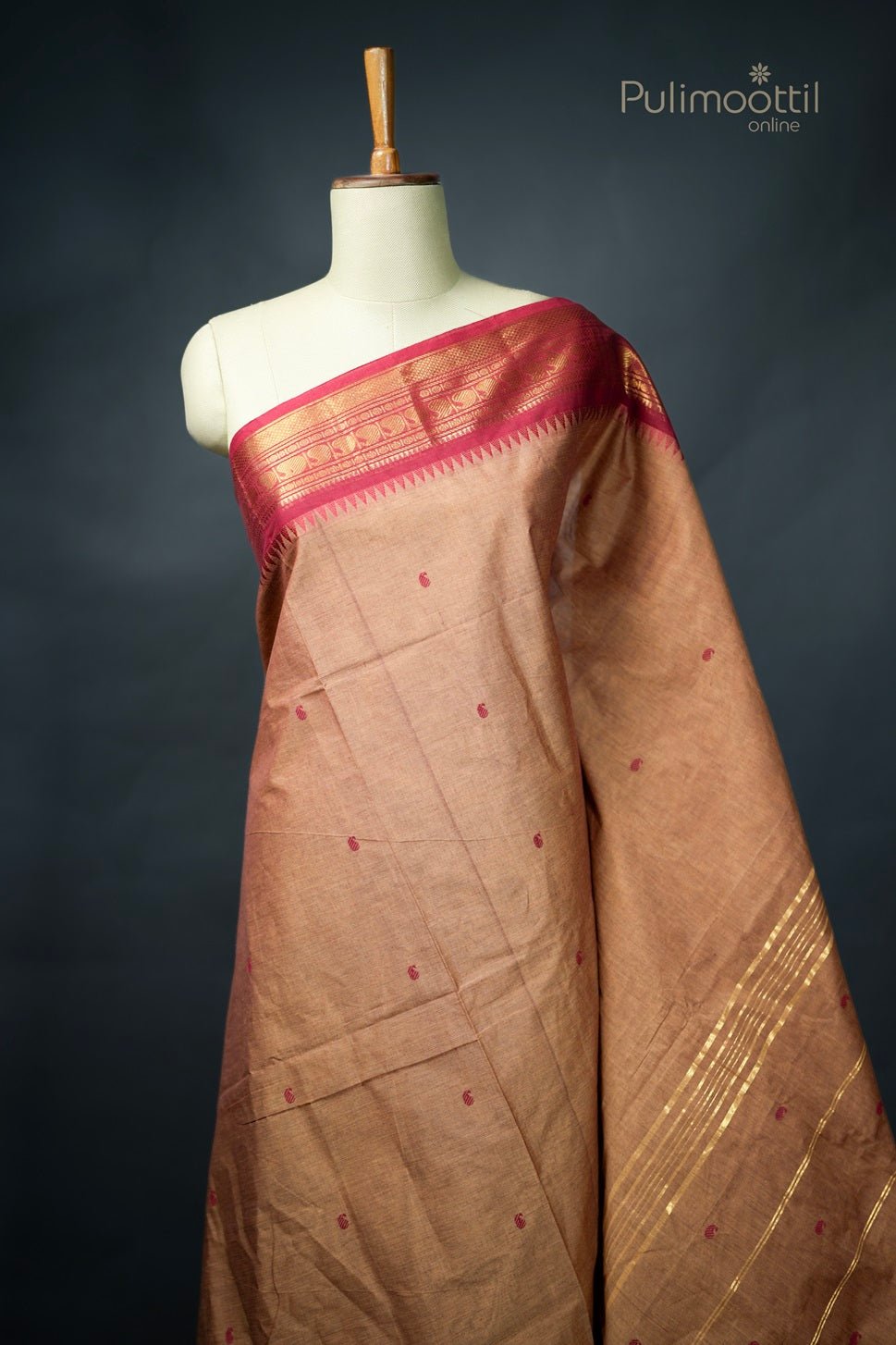 Brick Red Colour Kalyani Cotton Saree