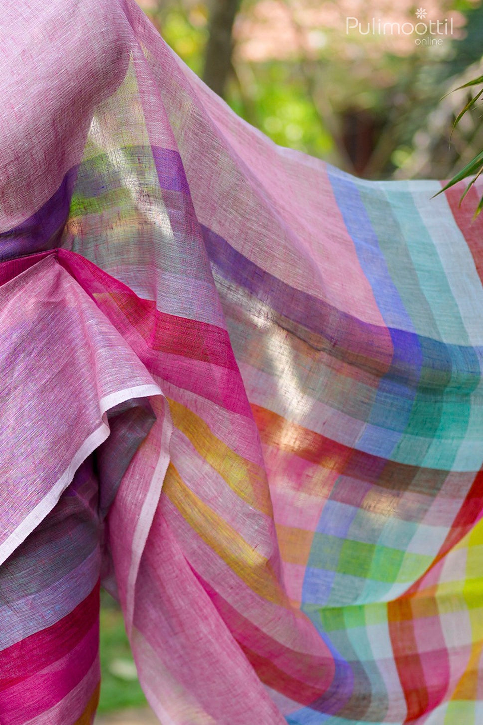 Multicolour Linen saree