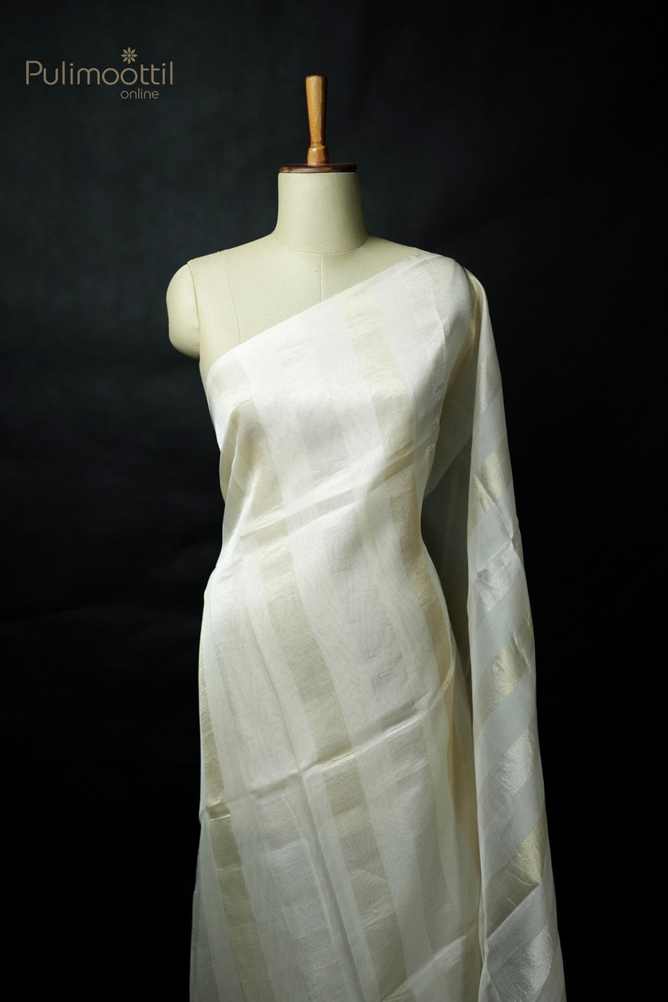 Dark Cream Colour Organza Fancy Saree